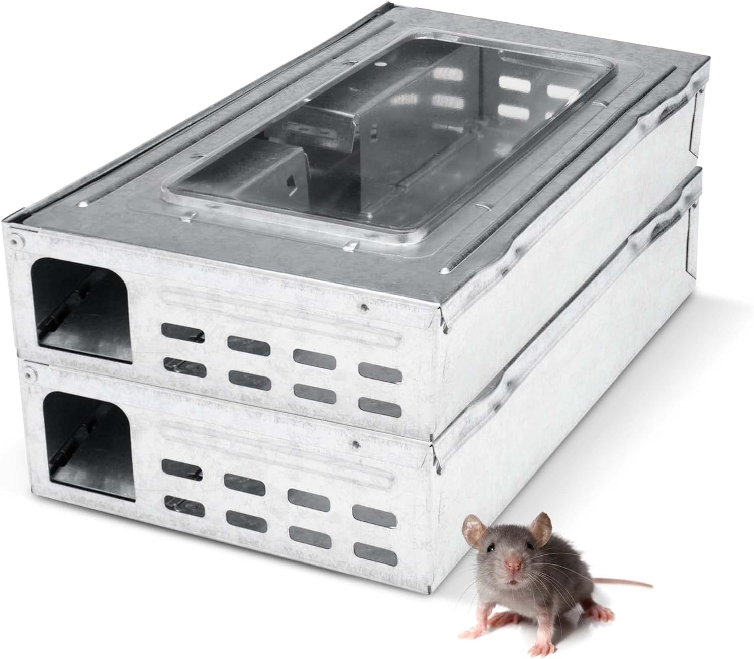 Trampa para ratones multicaptura y liberación humana con tapa de ventana transparente, trampas para ratones no letales para uso en interiores y