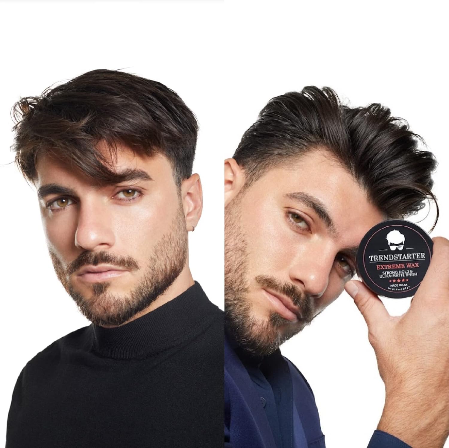 TRENDSTARTER – Cera extrema (4 onzas) (2 unidades) – Fuerte fijación – Acabado mate – Productos para el cabello para hombre – Base de agua premium –