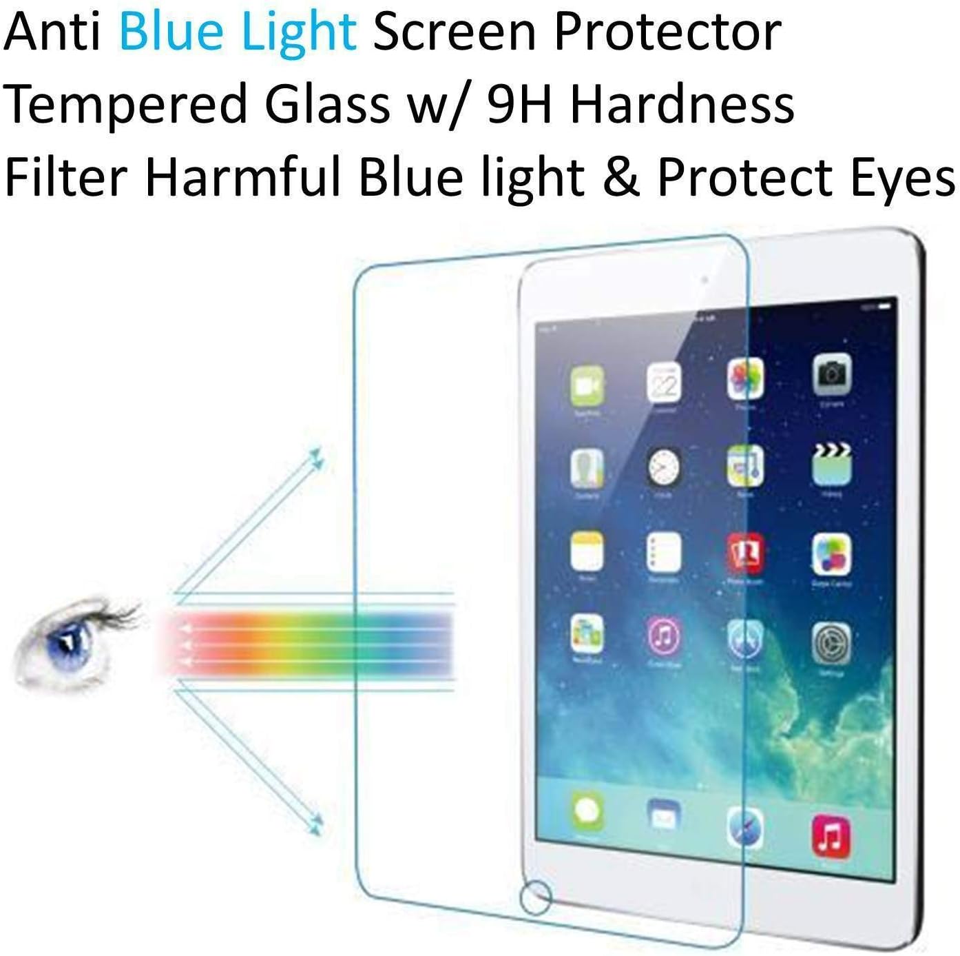 Para iPad 9.7 (6 generación, 2018), iPad 9.7 (5 generación, 2017), iPad Pro 9.7, iPad Air 2, Air 1, anti luz azul protección ocular protector de