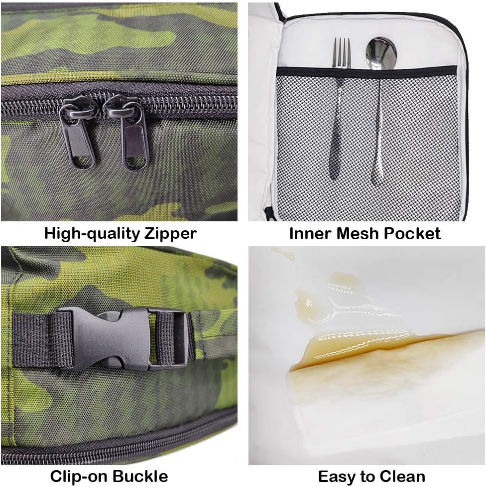Lonchera reutilizable con aislamiento a prueba de fugas, para oficina, trabajo, picnic, comida con múltiples bolsillos para hombres y mujeres (gris,