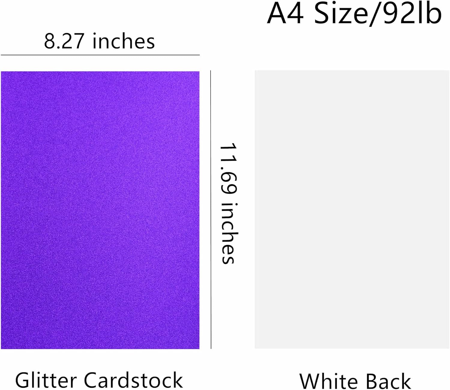 20 hojas de cartulina con purpurina morada, papel brillante A4 de 8.82 ozm para hacer tarjetas, invitaciones, manualidades de papel, decoración de