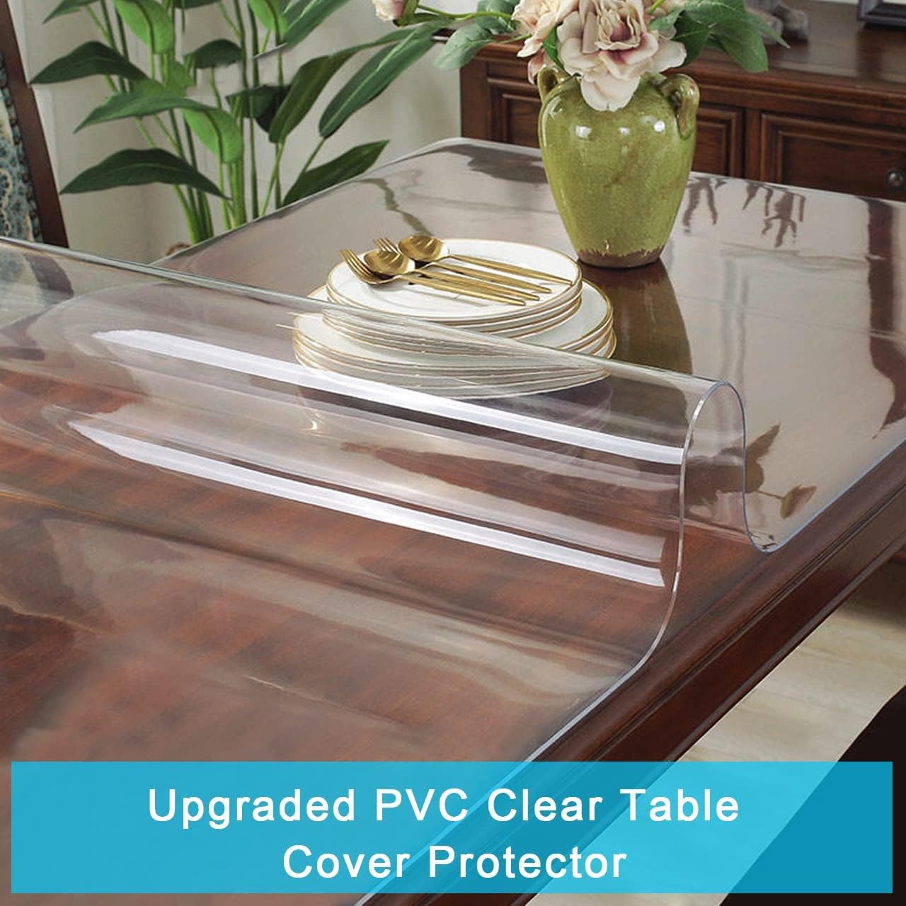 Protector de mesa transparente de plástico para mesa, mantel de PVC transparente, protector de mesa de oficina, impermeable, lavable, protector de