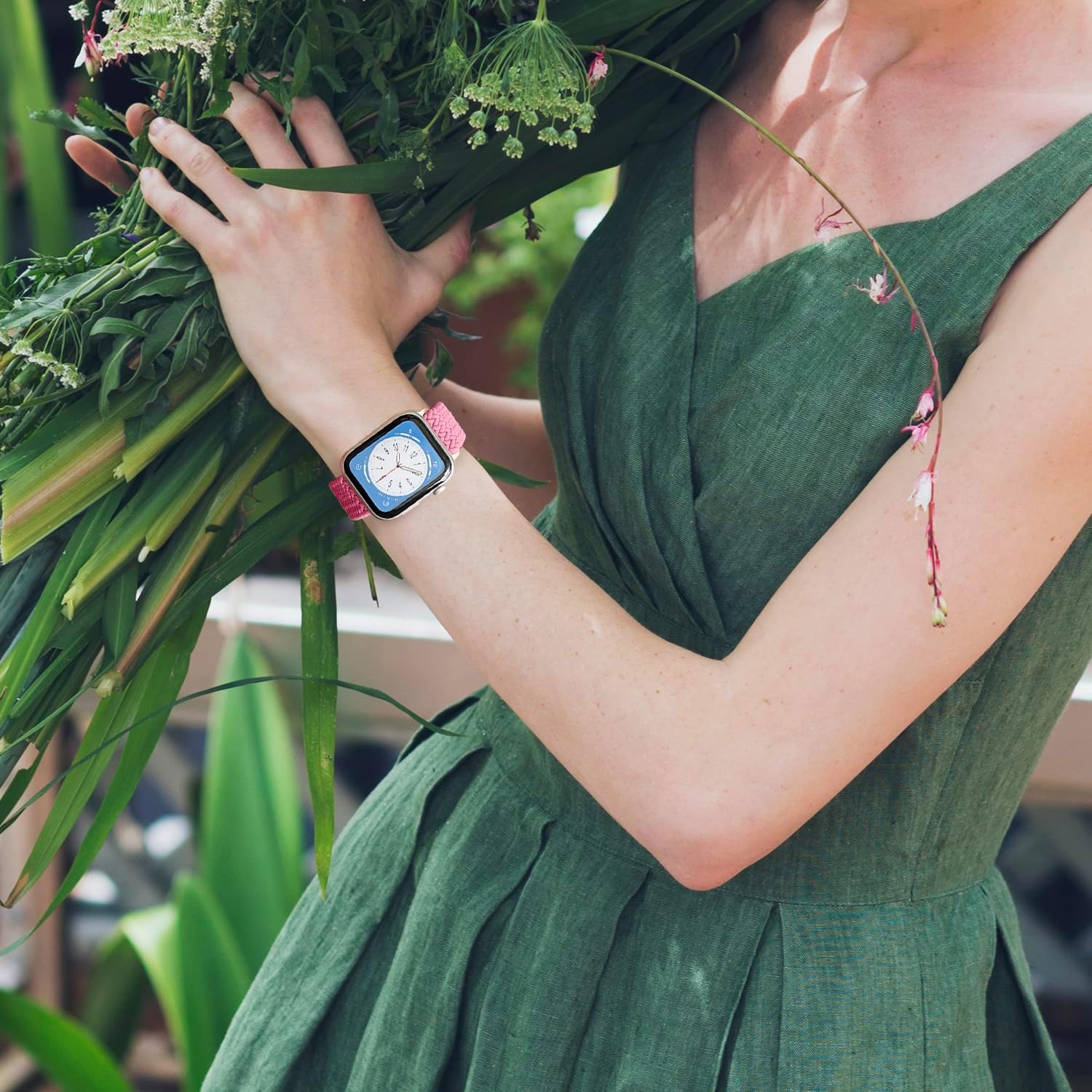 Yaber Correa elástica trenzada para Apple Watch de 1.496 in, 1.575 in, 1.614 in, 1.654 in, 1.732 in, 1.772 in, 1.929 in, para mujeres y hombres,