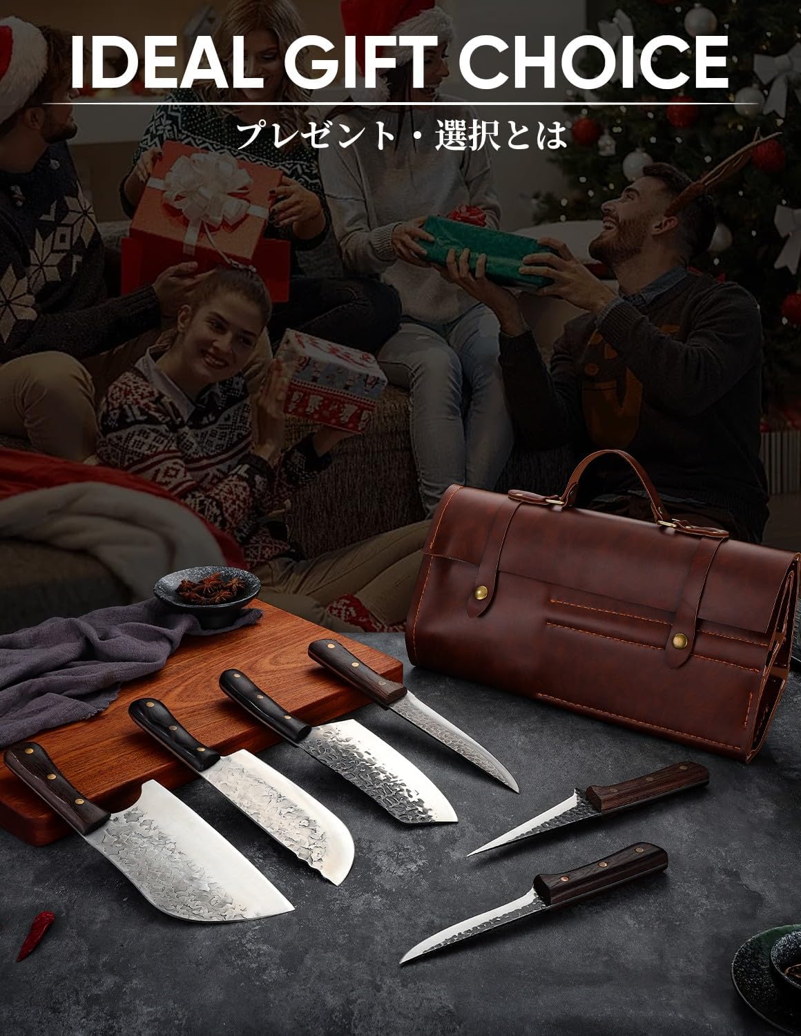 DRAGON RIOT Juego de cuchillos de carnicero de chef para cortar carne con bolsa de rollo, 12 cuchillos de chef forjados japoneses para hombres y