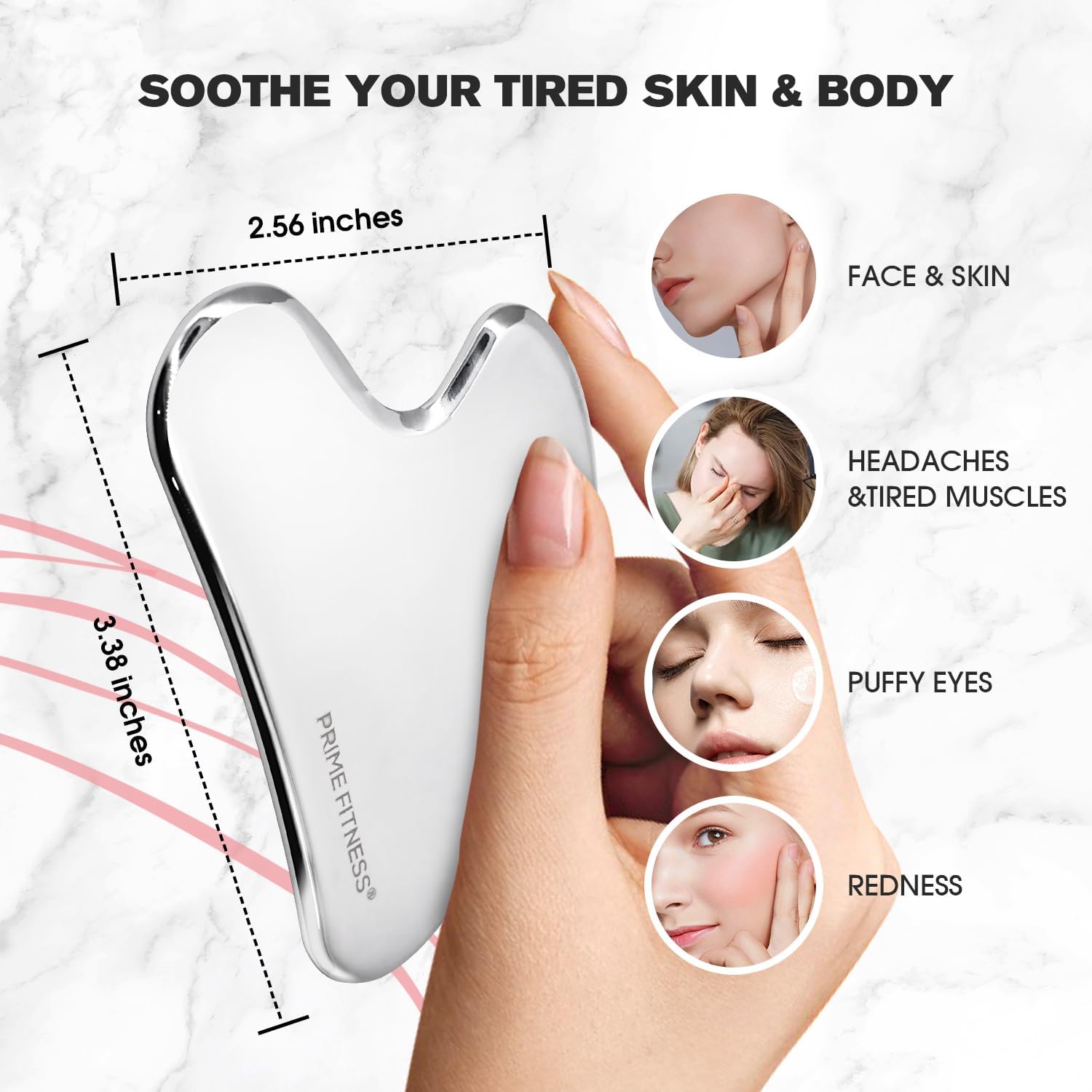 Gua Sha Herramientas faciales de acero inoxidable – Herramienta facial Gua Sha de acero inoxidable – Gua Sha – Herramienta Guasha – Masaje facial