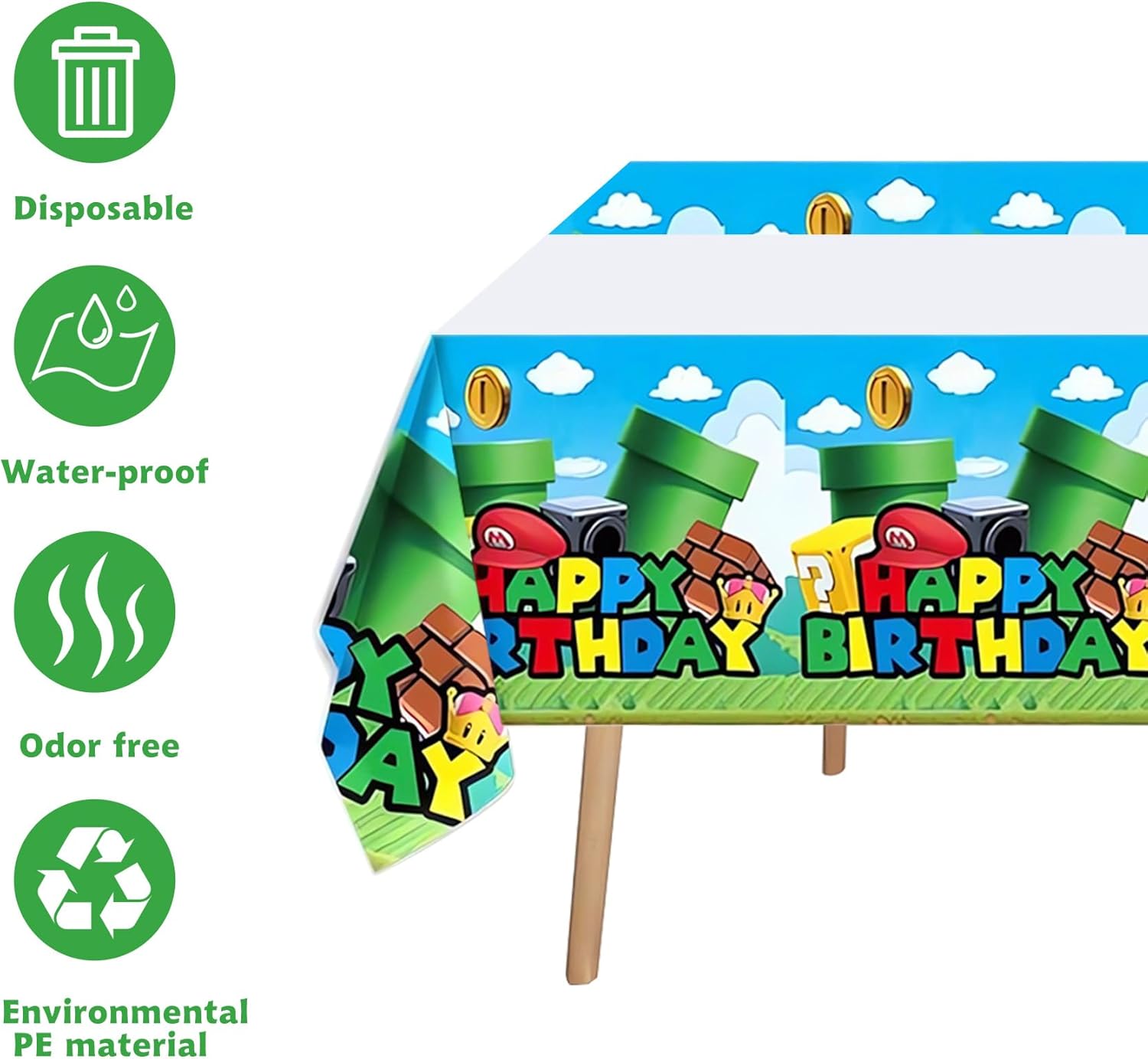ZAKVOOR 8 manteles de fiesta de Super Brothers, fundas de mesa rectangulares desechables de plástico para suministros de decoración de fiestas de