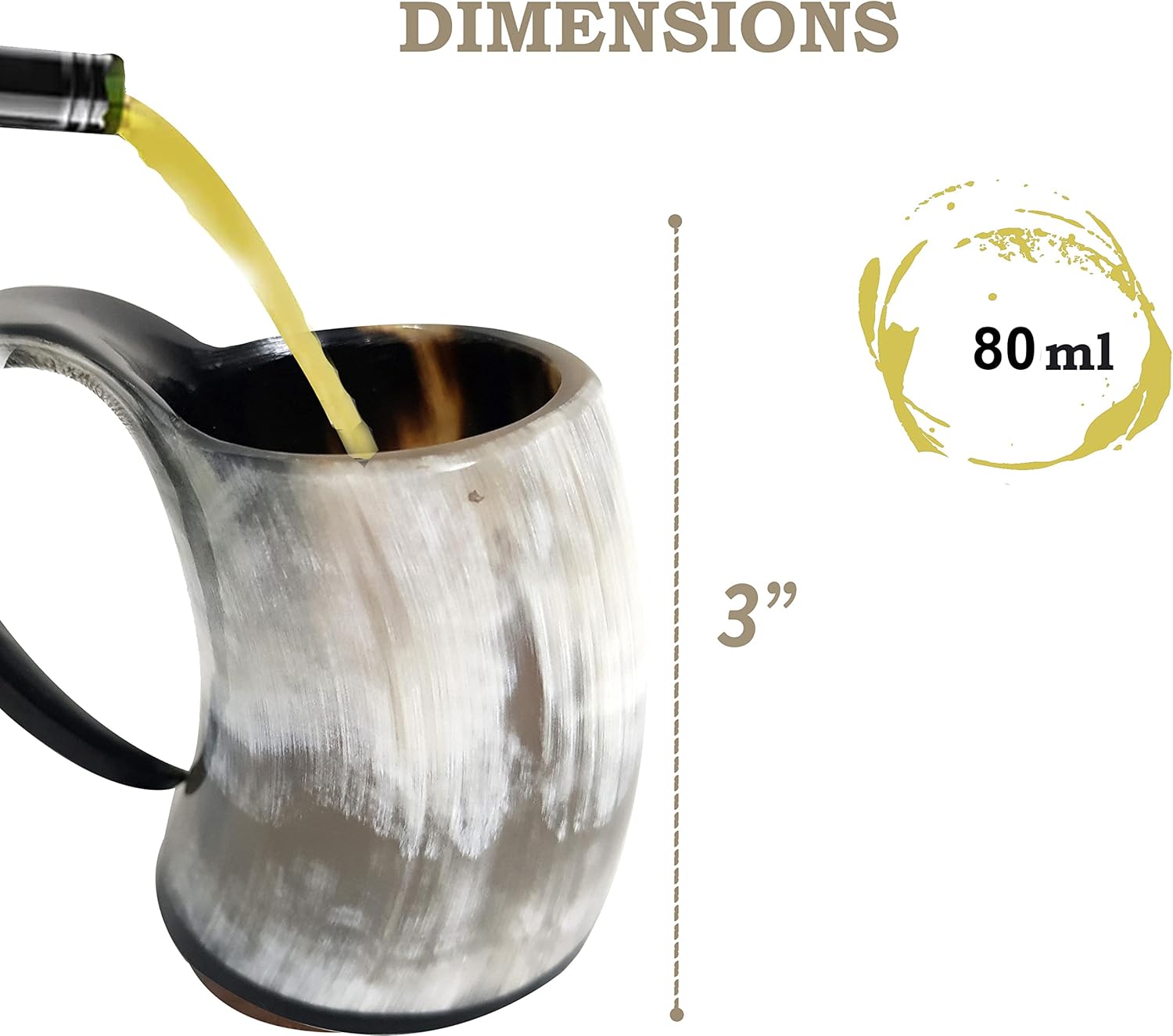 Taza pequeña de cuerno vikingo para beber, aguamiel y cerveza, Stein Ancient Ale Shot Glass Bar & KItchen Decor Set de 4 hechos a mano