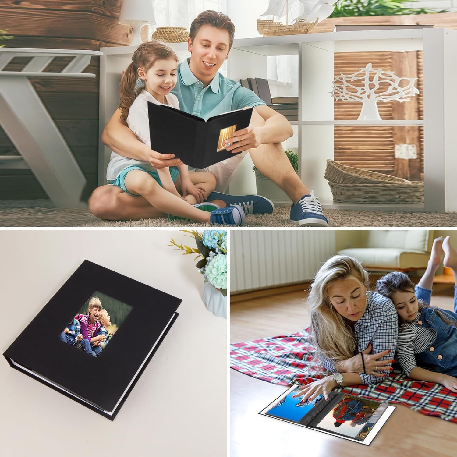 Álbum de fotos de 2 piezas de 8 x 10 pulgadas con capacidad para 72 fotos, cubierta de lino de 8 x 10 pulgadas con ventana frontal, 72 bolsillos
