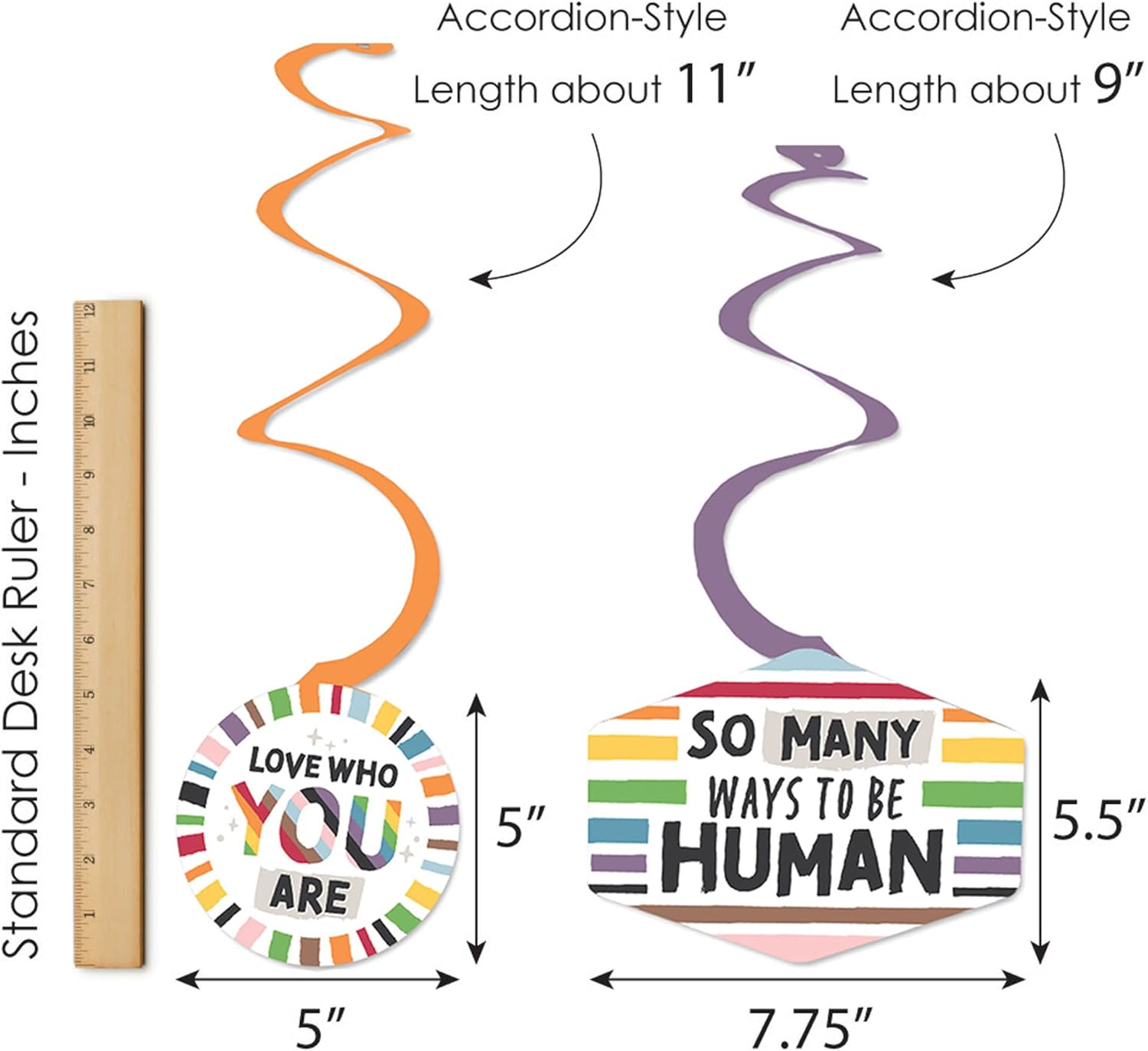 Big Dot of Happiness So Many Ways to Be Human – Decoración colgante de fiesta de orgullo – Remolinos de decoración de fiesta – Juego de 40