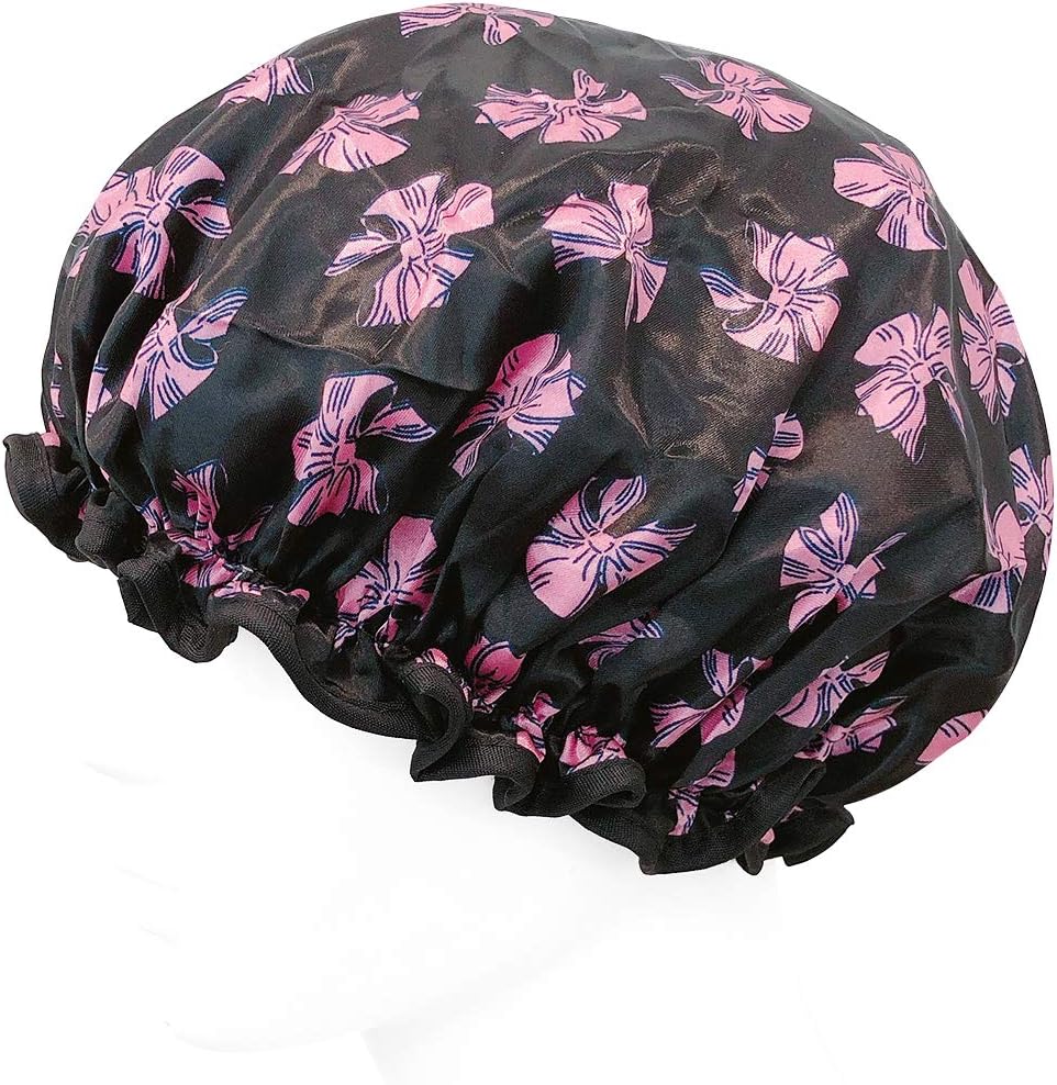 Wrapables Elegantes gorros de ducha impermeables de doble capa (juego de 4), puntos, cerezas y gatitos