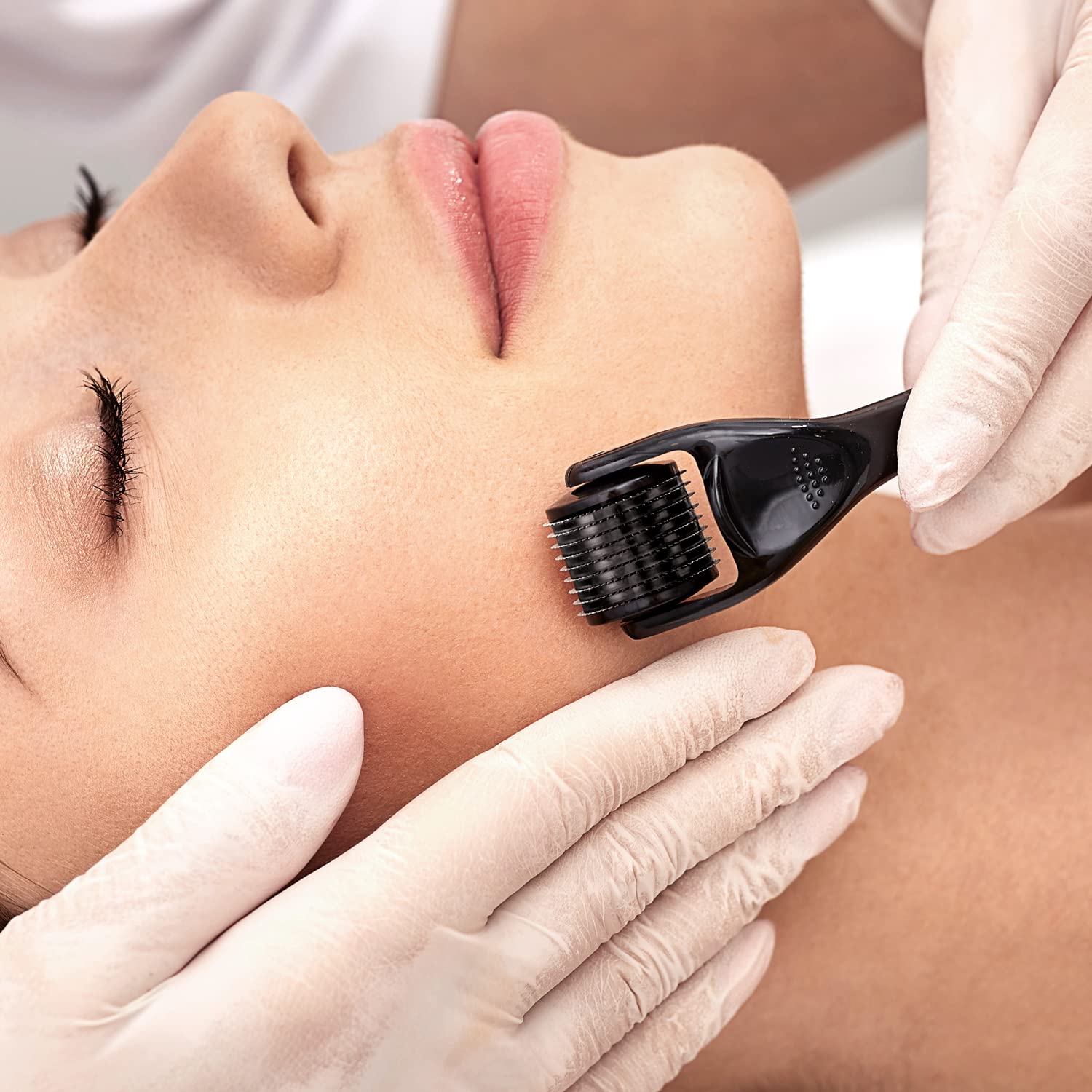 ROSELYNBOUTIQUE Derma Roller para cabello, barba, piel facial, cara, 540 microagujas, instrumento cosmético de belleza, regalos de cuidado personal
