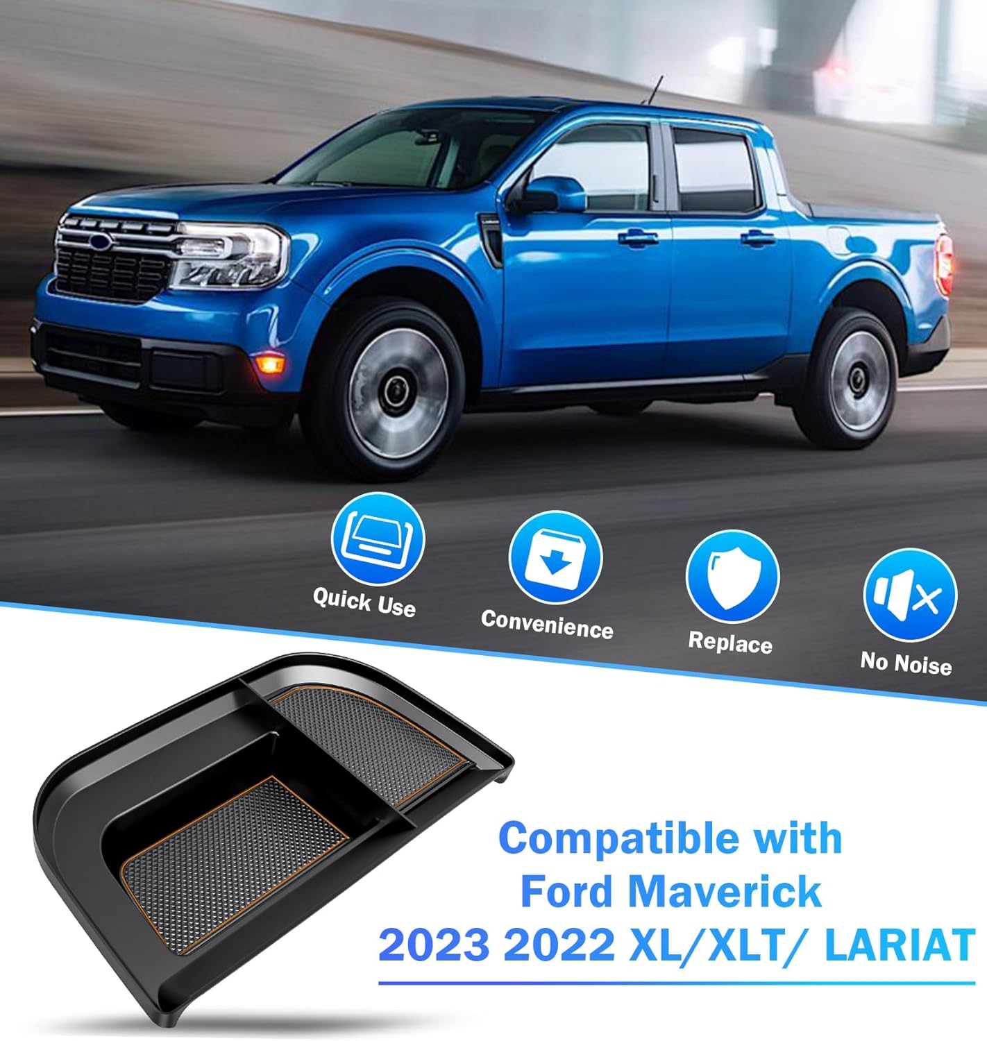 Bandeja de almacenamiento para consola central de Maverick 2024, 2023, 2022, caja de almacenamiento compatible con accesorios interiores Ford