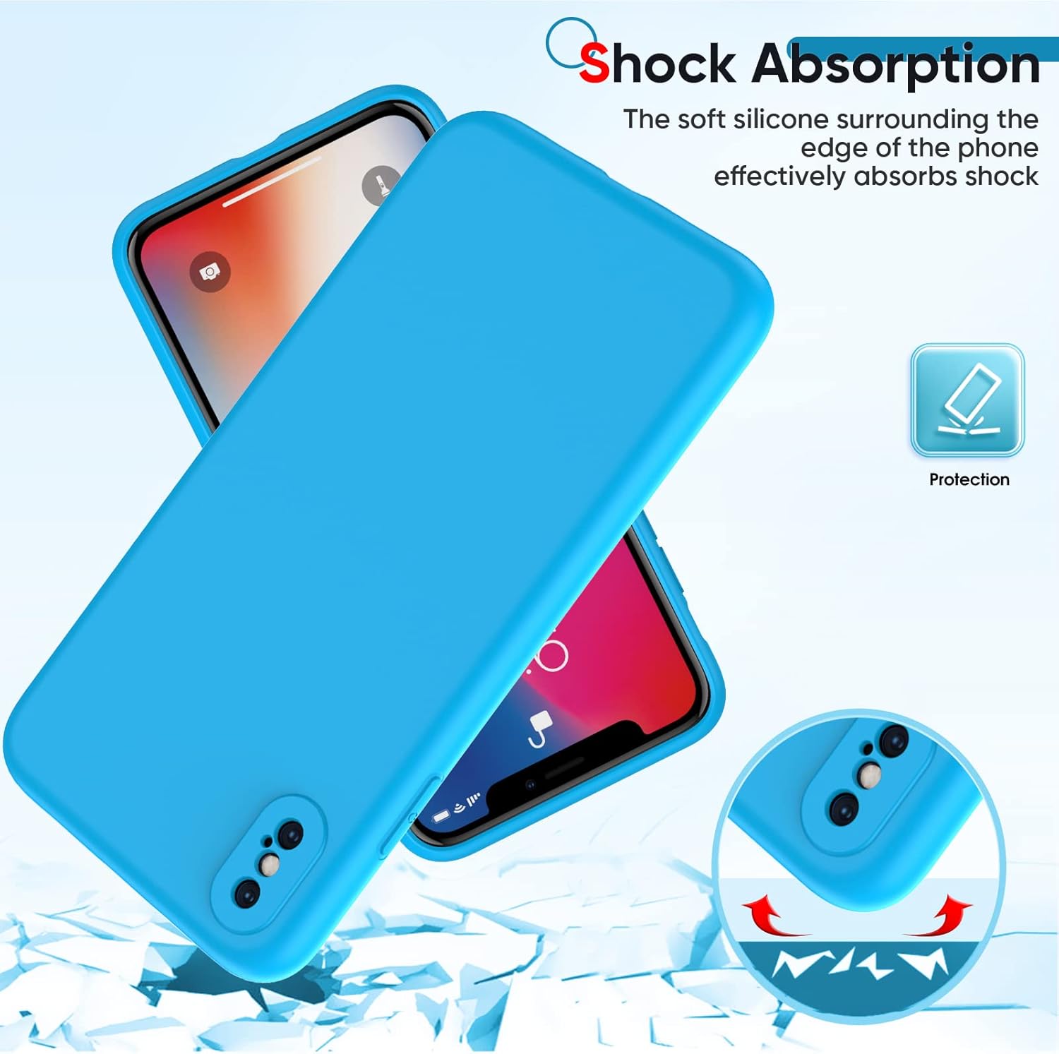 LeYi Funda para iPhone Xs Max Funda iPhone Xs Max con 2 protectores de pantalla de vidrio templado, funda de silicona suave ultra delgada a prueba