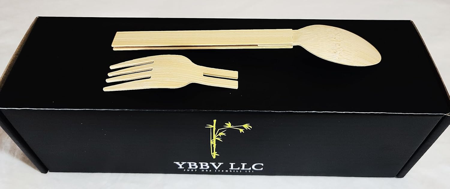 Biodegradable, compostable, desechable, renovable, desmontable veinte tenedores de bambú (cuchara y tenedor)