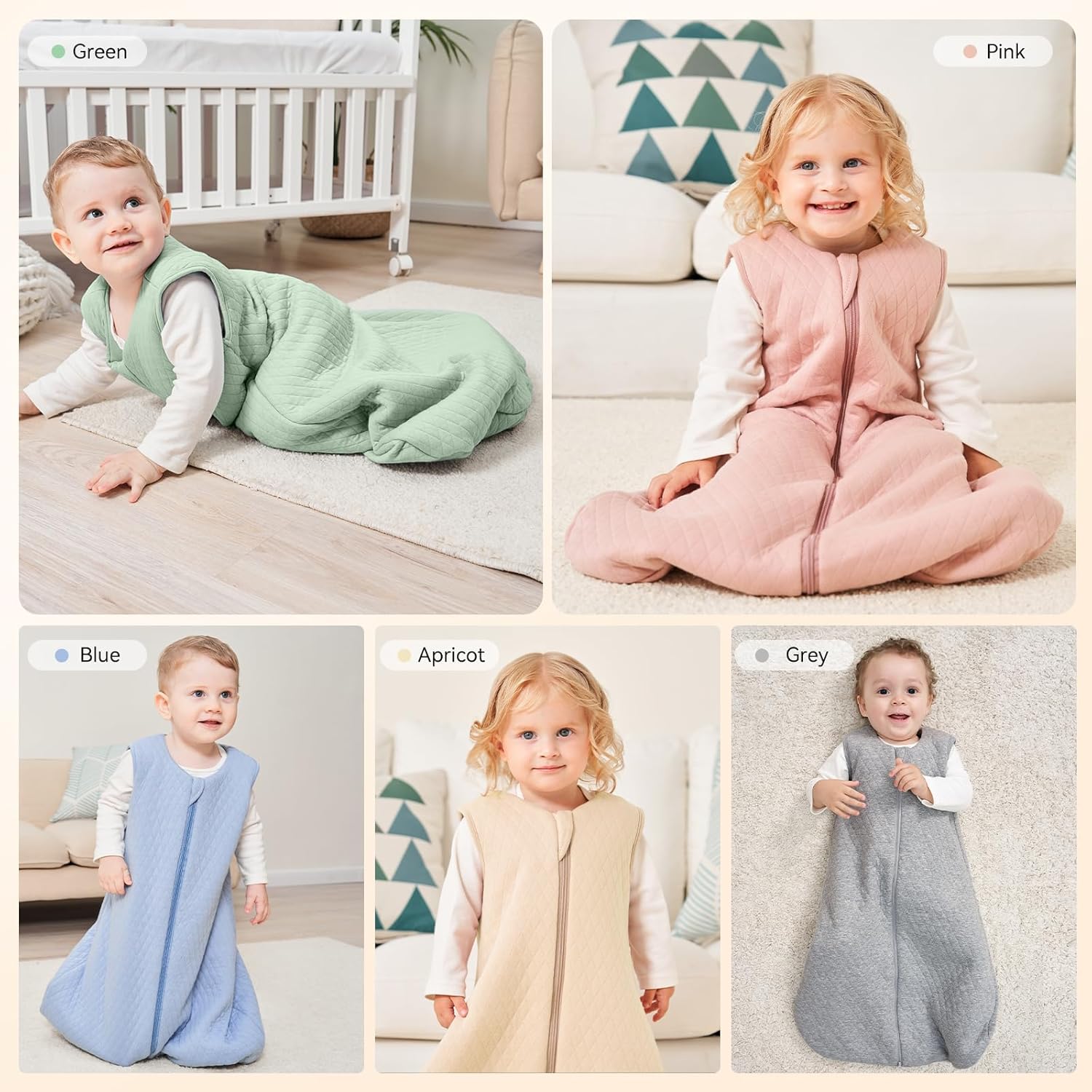 Yoofoss TOG 2.5 – Saco de dormir para bebé de 12 a 18 meses, 100 % algodón, con cremallera de 2 vías, cálido saco de dormir acolchado
