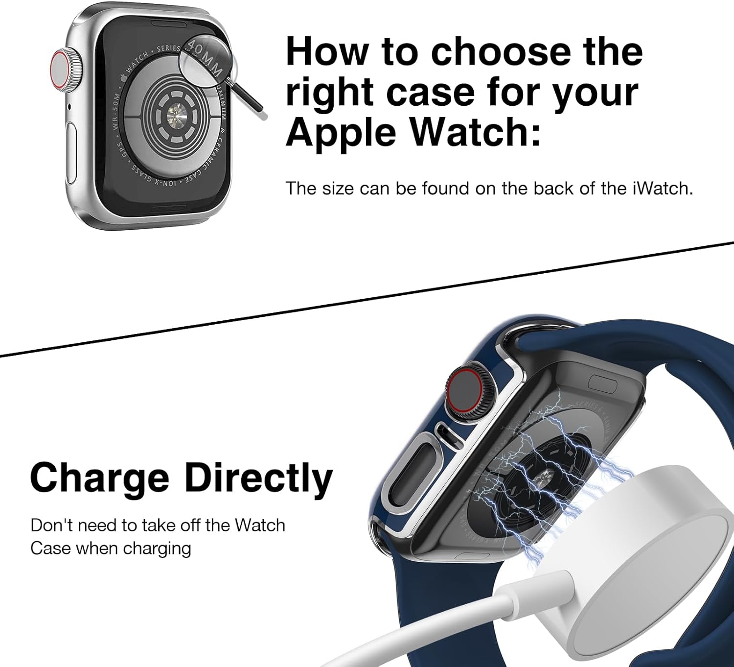 Lovrug Paquete de 2 carcasas compatibles con Apple Watch de 1.57 pulgadas SESeries 654 protector de pantalla de vidrio templado integrado,