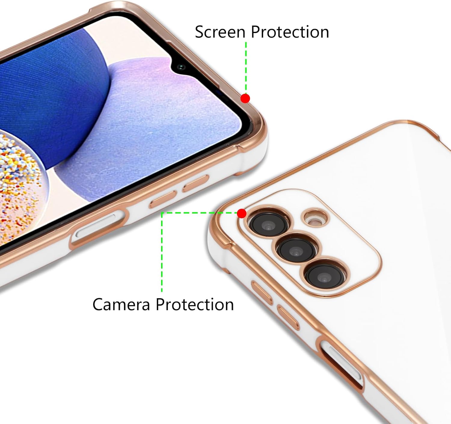 ZTOFERA Funda para Samsung Galaxy A54 5G, bonito borde chapado con patrón de corazones de amor con protección de lente de cámara, funda para Galaxy
