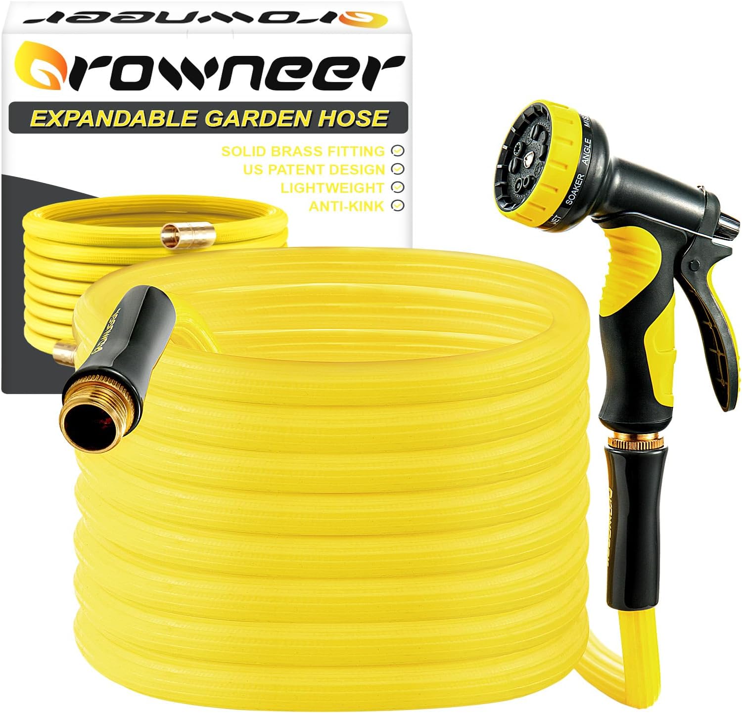 GROWNEER Manguera de jardín expandible de 34 pulgadas x 75 pies, manguera flexible con boquilla de manguera de 10 funciones, manguera de agua