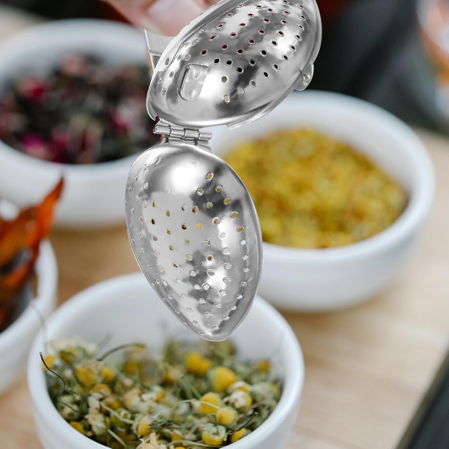 SHERCHPRY 1 cesta de té de acero inoxidable, coladores de té con tapa, colador de té extrafino, infusor de té de acero inoxidable, té caliente, té