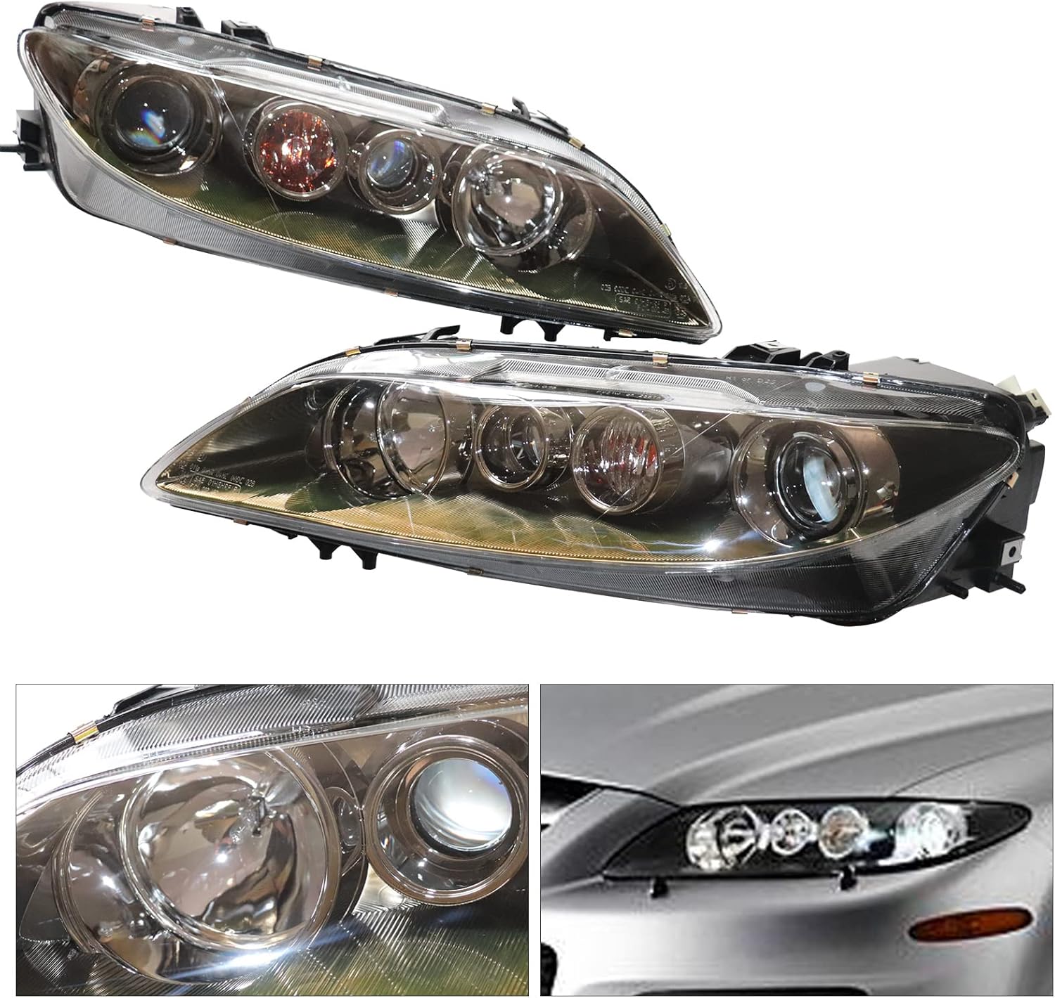 TBVECHI Para 2006 2007 2008Mazda 6 Conjunto de faros delanteros halógenos 1 par de faros delanteros izquierdo + reemplazo del lado del pasajero