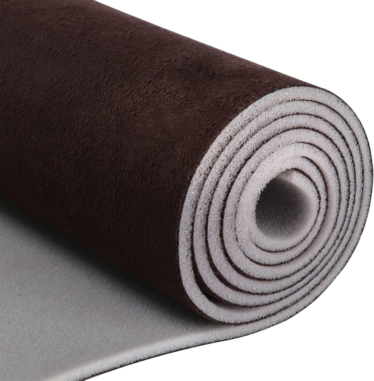 Revestimiento de tela de gamuza color chocolate, material de microgamuza con respaldo de espuma de repuesto para techo de automóvil, caravana, SUV,