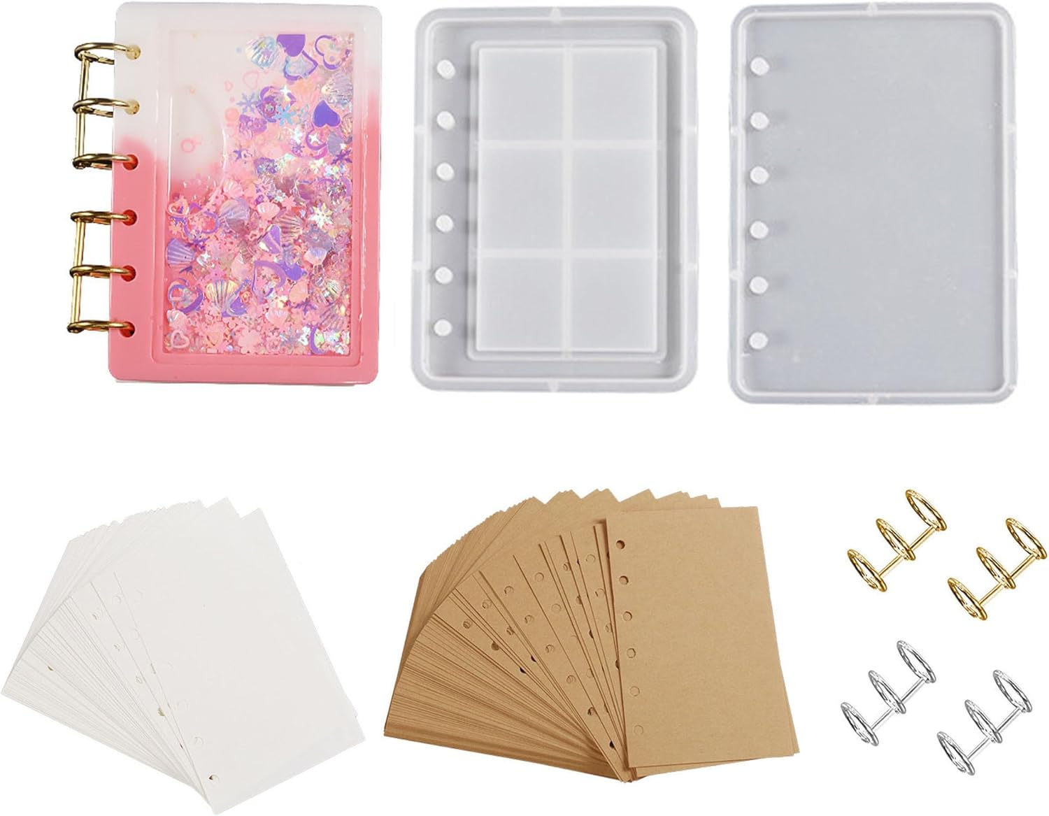 Kit de moldes de resina para cuadernos, moldes de resina epoxi de fundición de arena movediza para cuadernos, molde de silicona para cuaderno de