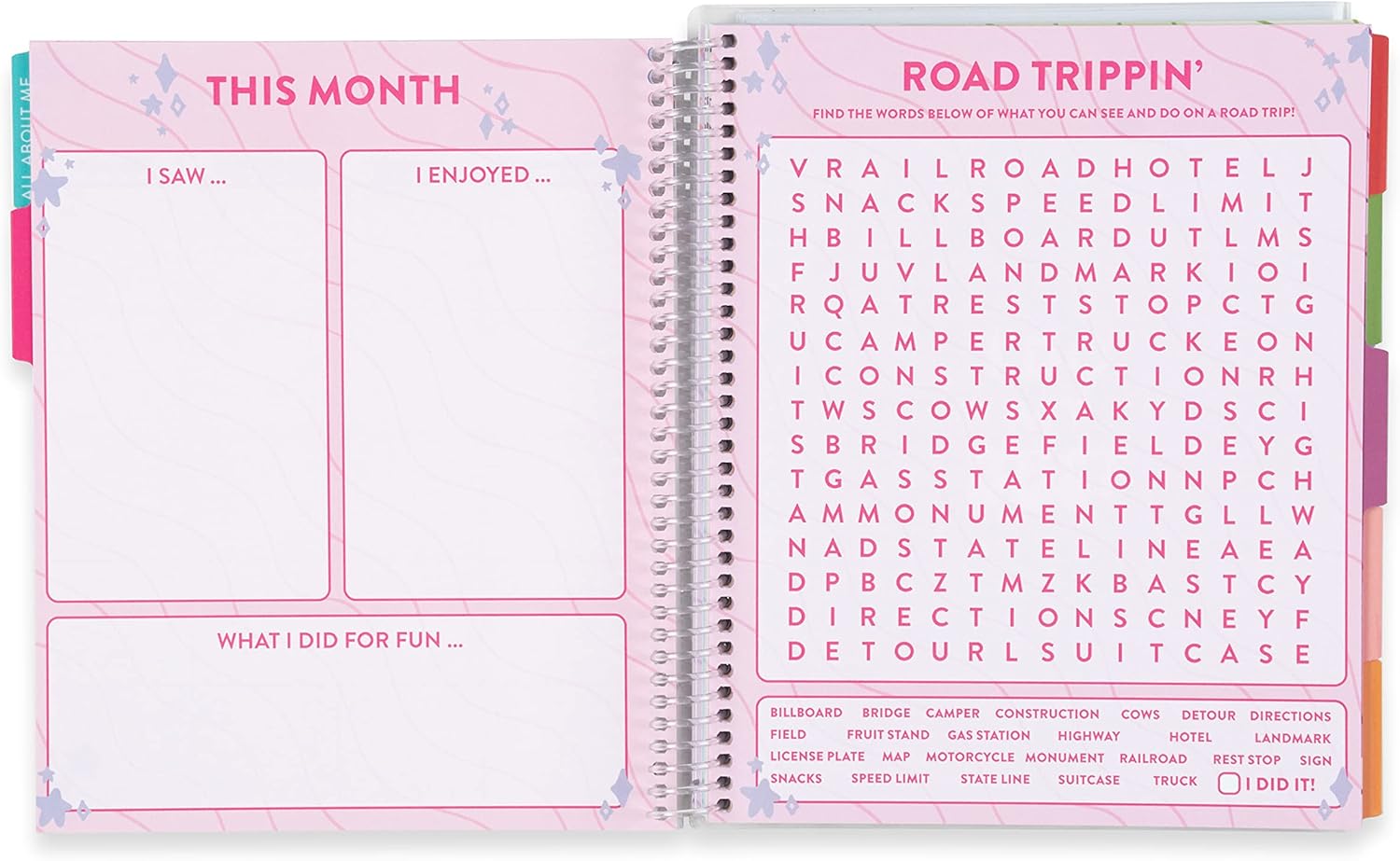 Planificador de plástico con espiral de 7 x 9 pulgadas, con diseño de espiral, sin fecha, calendarios, registros de lectura, calcomanías,