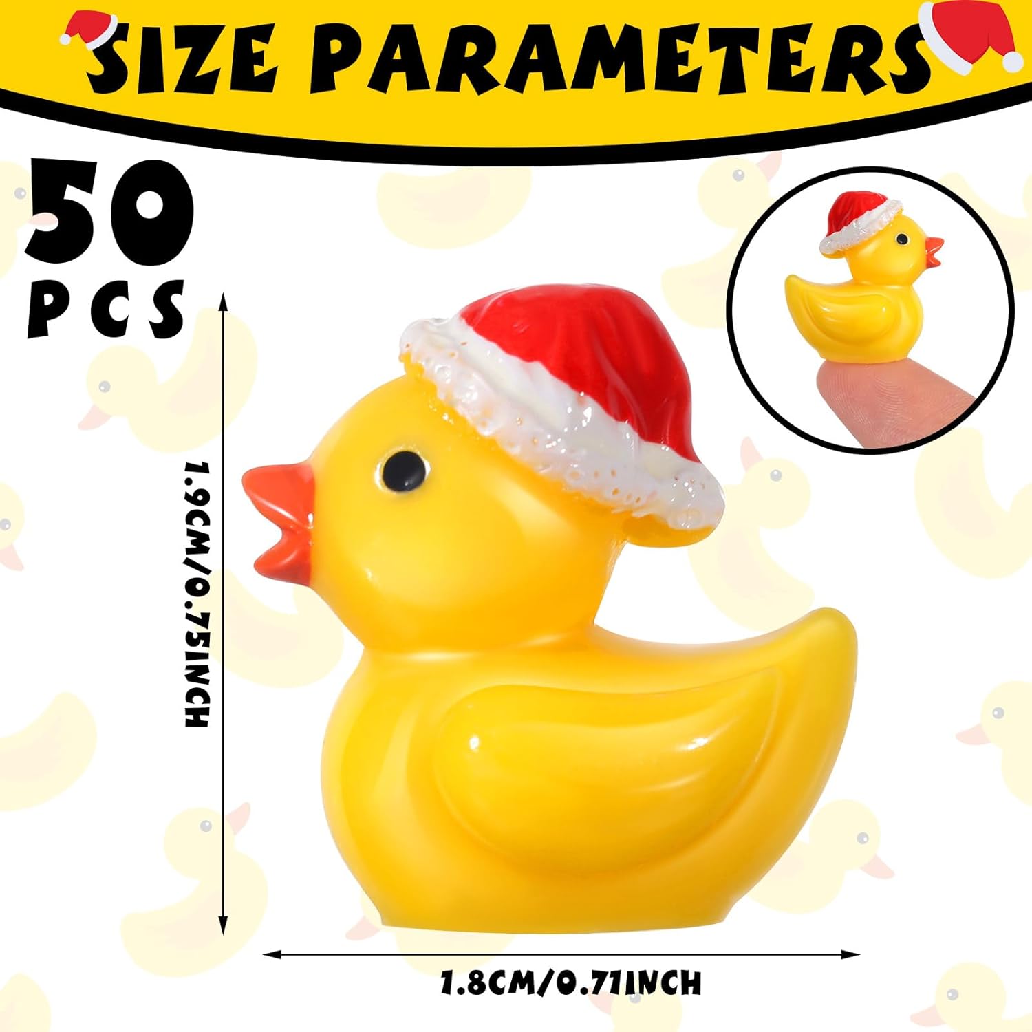 50 piezas de mini patos de Navidad, pequeños patos de resina a granel, mini sombrero de Navidad, figuras de pato, micro paisaje, jardín, acuario,