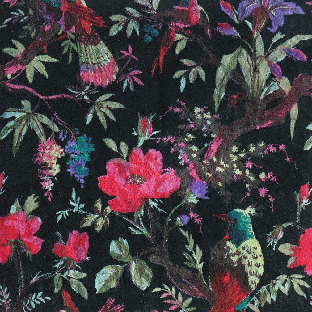 Mam Treasures – Funda de cojín de terciopelo con flores y pájaros para sofá, decoración bohemia, colorido, bohemio, chic, indio, hecho a mano, solo
