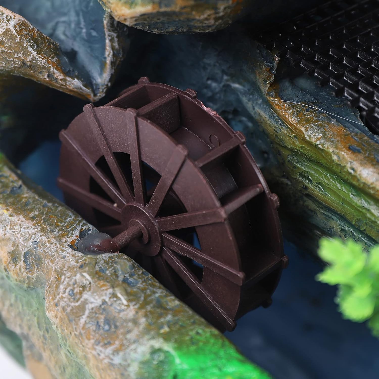 Adornos de rocalla de fuente de agua con cascada y luces LED de colores, mini cascada de escritorio, pequeña rocalla para oficina, hogar, dormitorio