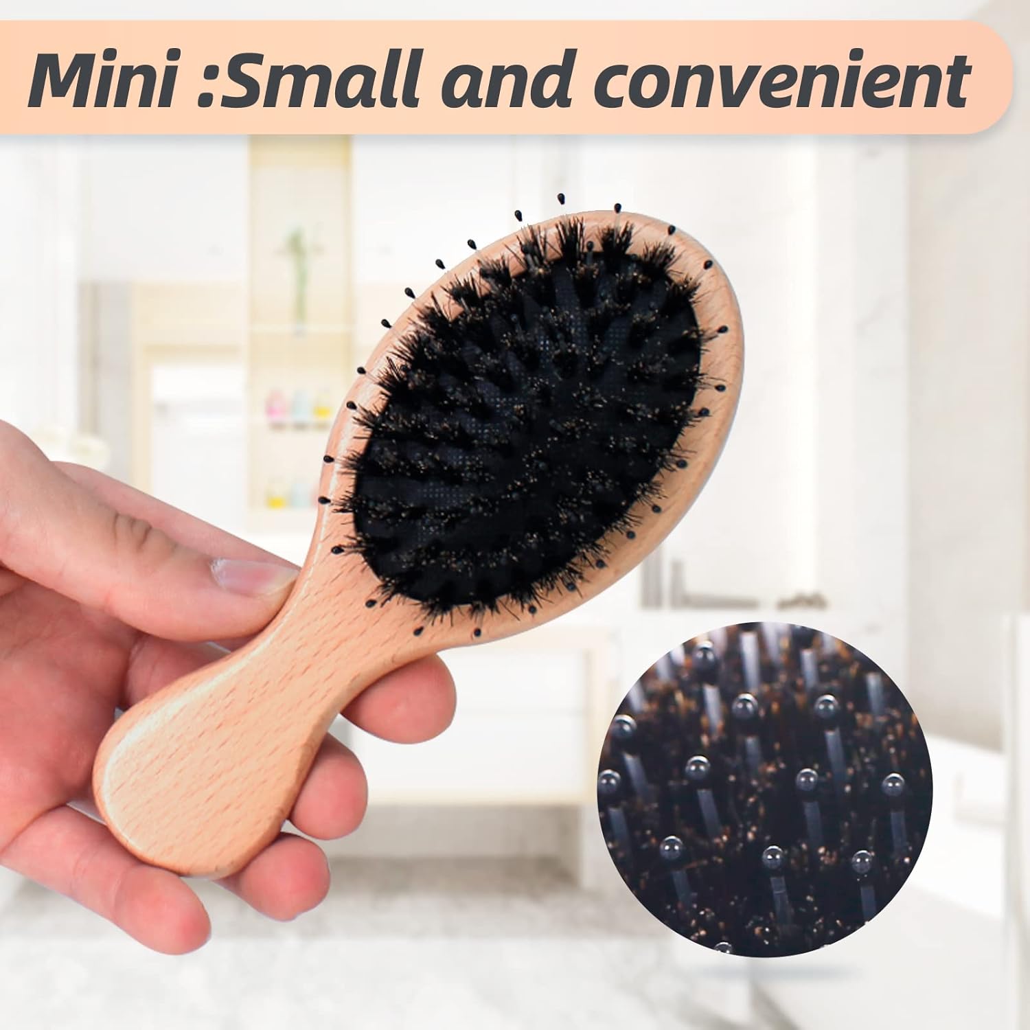 -Cepillo para el cabello – Juego de cepillos de pelo de cerdas de nailon (grande)- Cepillo de cerdas naturales suaves, antiestático, fácil de