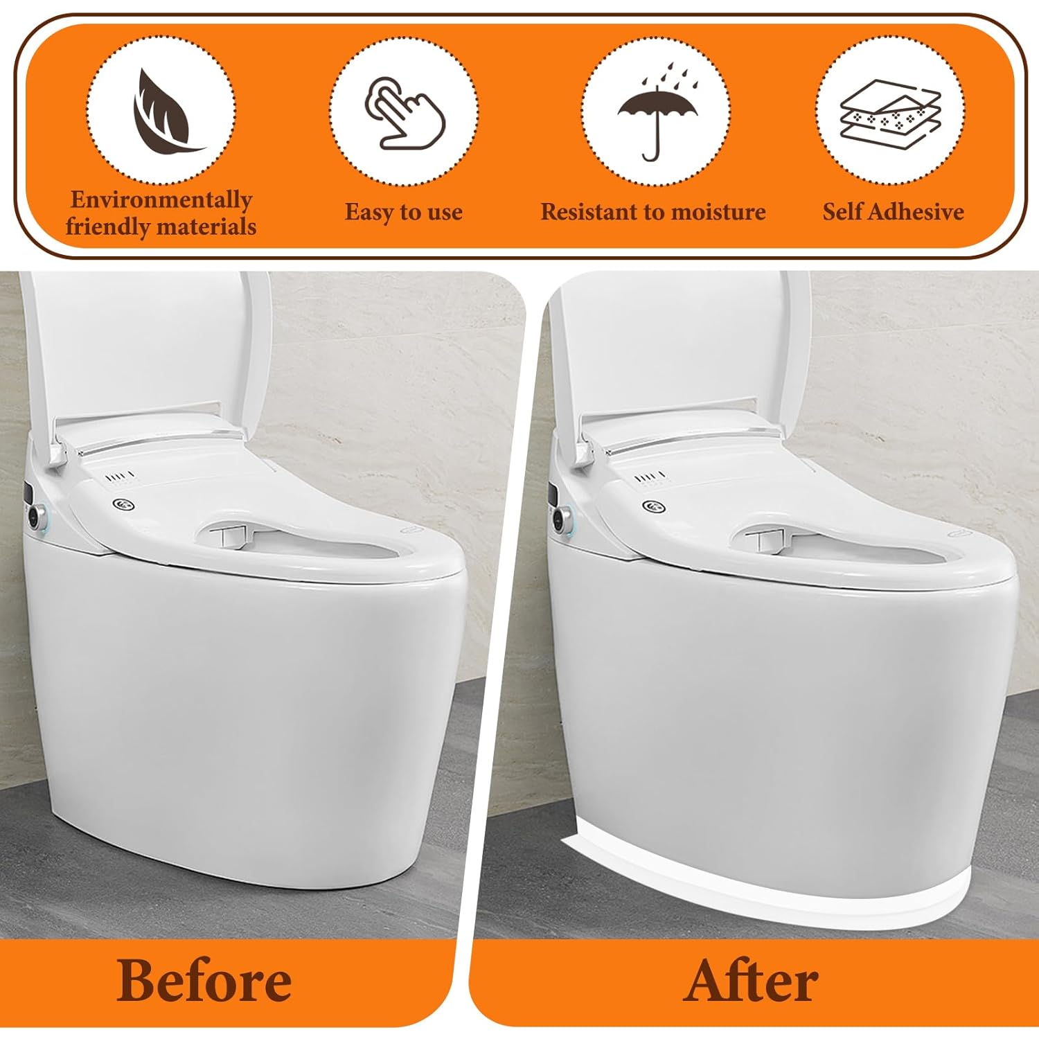Cinta autoadhesiva blanca impermeable, 2 rollos de cinta selladora de calafateo para inodoro, cinta de sellado de calafateo de bañera para cocina,