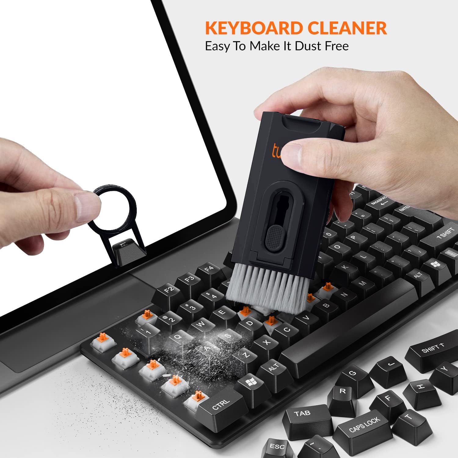 Tukzer Kit de limpieza multifuncional 8 en 1 con bolígrafo de limpieza 3 en 1, spray limpiador de pantalla, cepillo de limpieza para teclado,
