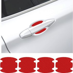 Adhesivo para manija de puerta de automóvil, 4 piezas de películas protectoras de fibra de carbono para puerta de automóvil, impermeable, Adhesivo para manija de puerta de automóvil, 4 piezas de películas protectoras de fibra de carbono para puerta de automóvil, impermeable,