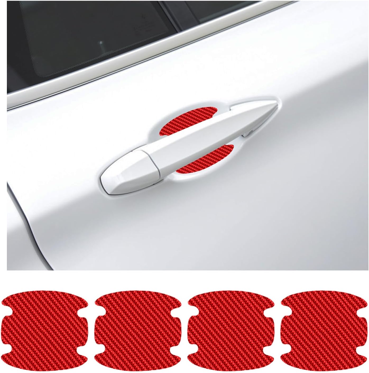 Adhesivo para manija de puerta de automóvil, 4 piezas de películas protectoras de fibra de carbono para puerta de automóvil, impermeable,