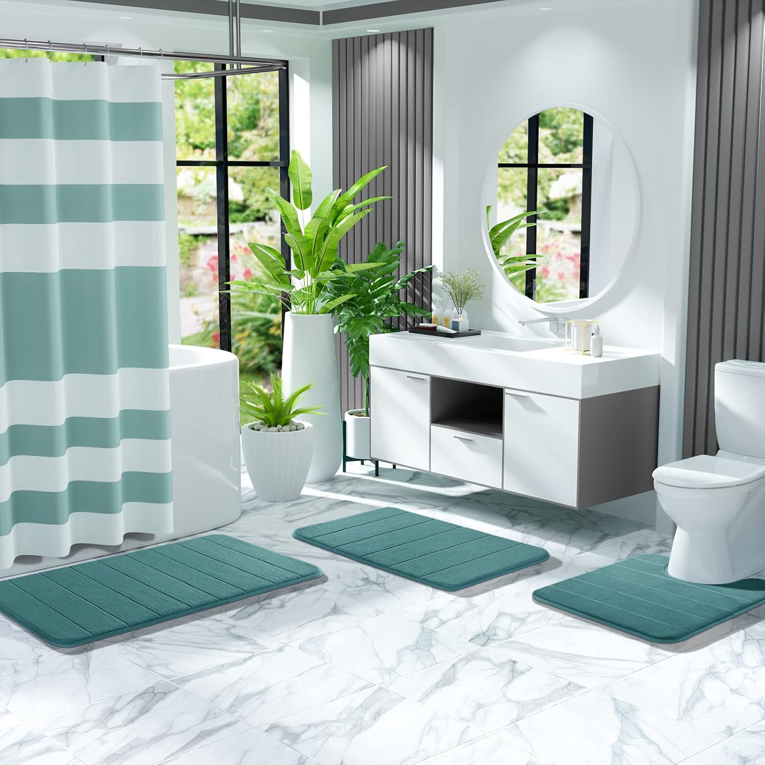 Yimobra Alfombra de baño de espuma viscoelástica, tamaño grande de 31.5 x 19.8 pulgadas, cómoda, suave, superabsorción de agua, lavable a máquina,