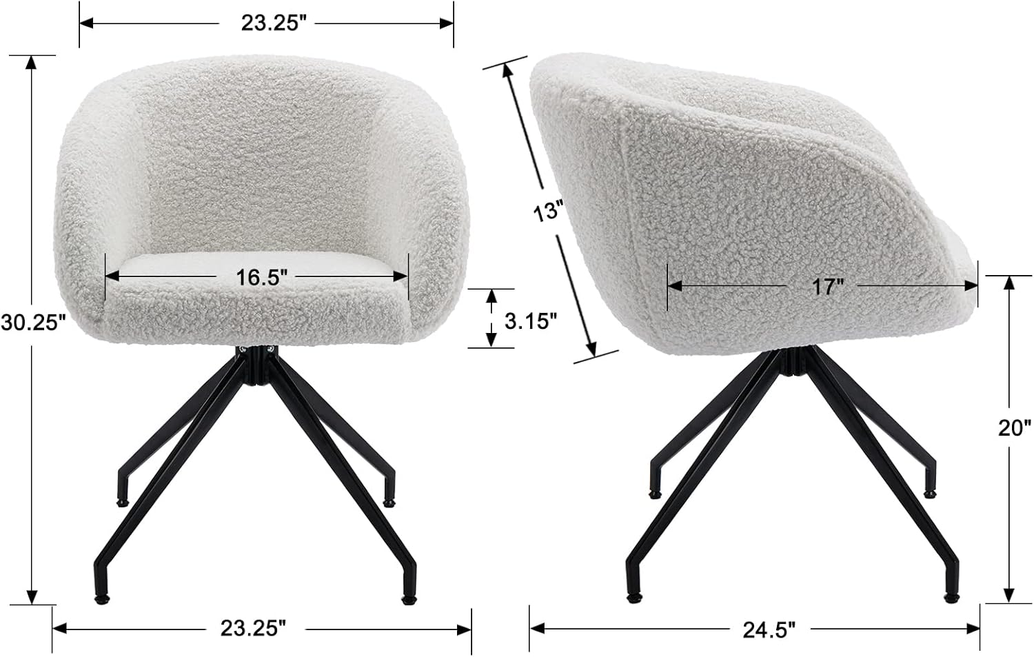 DUOMAY Juego de 2 sillas de comedor modernas con barril giratorio, tapizada de piel sintética, silla auxiliar de maquillaje con respaldo, silla de