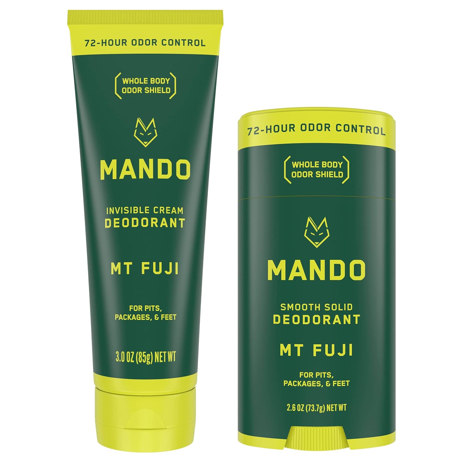 Mando Desodorante para todo el cuerpo, tubo de crema invisible y barra sólida, control de olores de 72 horas, sin aluminio, sin bicarbonato de