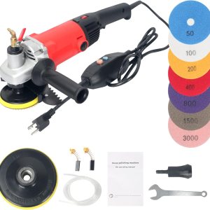 Pulidora húmeda de 1400 W con protección contra fugas, máquina amoladora de tampón húmedo de piedra de 4 pulgadas, velocidad variable para granito, Pulidora húmeda de 1400 W con protección contra fugas, máquina amoladora de tampón húmedo de piedra de 4 pulgadas, velocidad variable para granito,