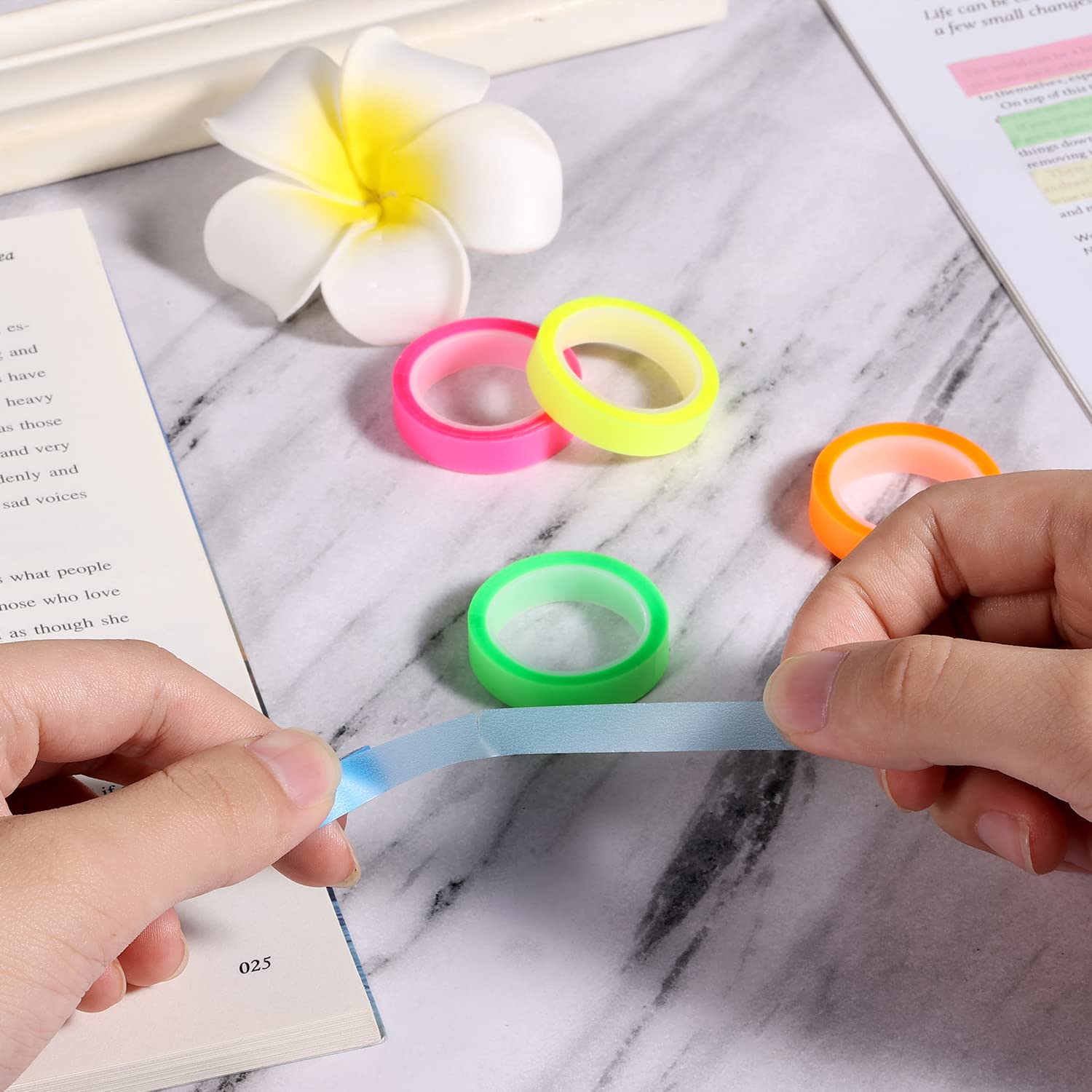 LUTER 5 rollos de cinta iluminadora, tiras fluorescentes de neón extraíbles de 0.3 pulgadas x 16.4 pies, pestañas de color transparentes para