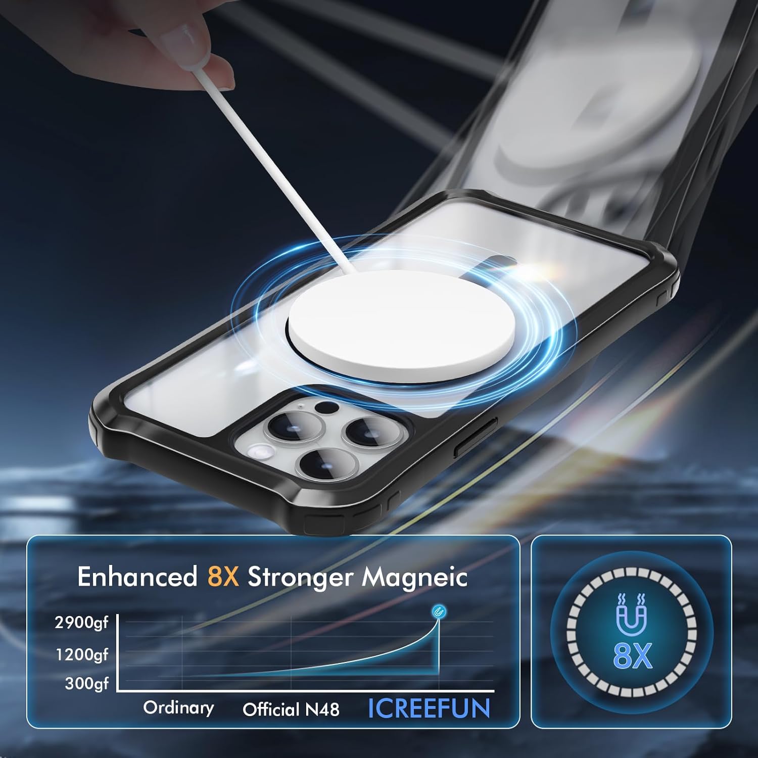 Funda MagSafe para iPhone 15 Pro protección contra caídas de 16 pies, marco de aluminio de titanio con parte trasera transparente para iPhone 15