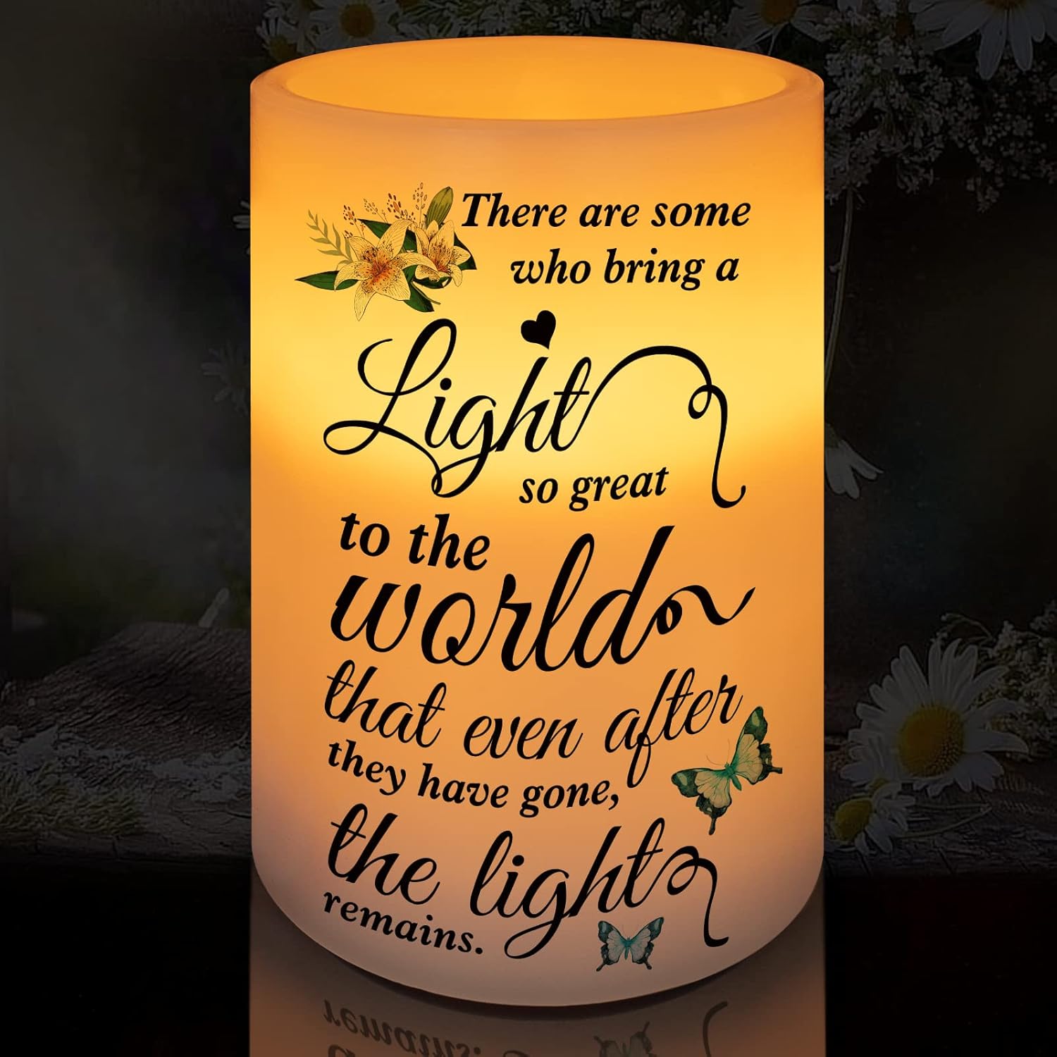 Vela conmemorativa sin llama, luz LED de cera real con temporizador, regalo de condolencia, regalos de duelo por la pérdida de un ser querido,