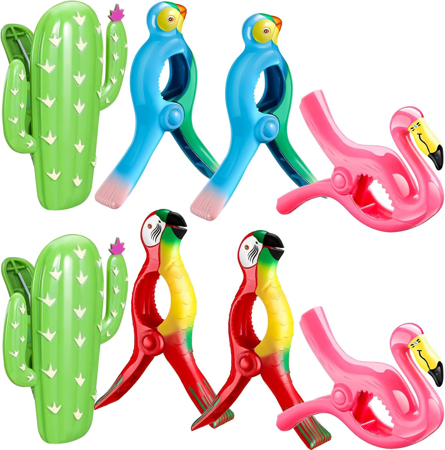 Sieral 8 clips para toallas de playa, pinzas para sillas de playa, loro flamenco, soportes para toallas de alta resistencia, alfileres de ropa