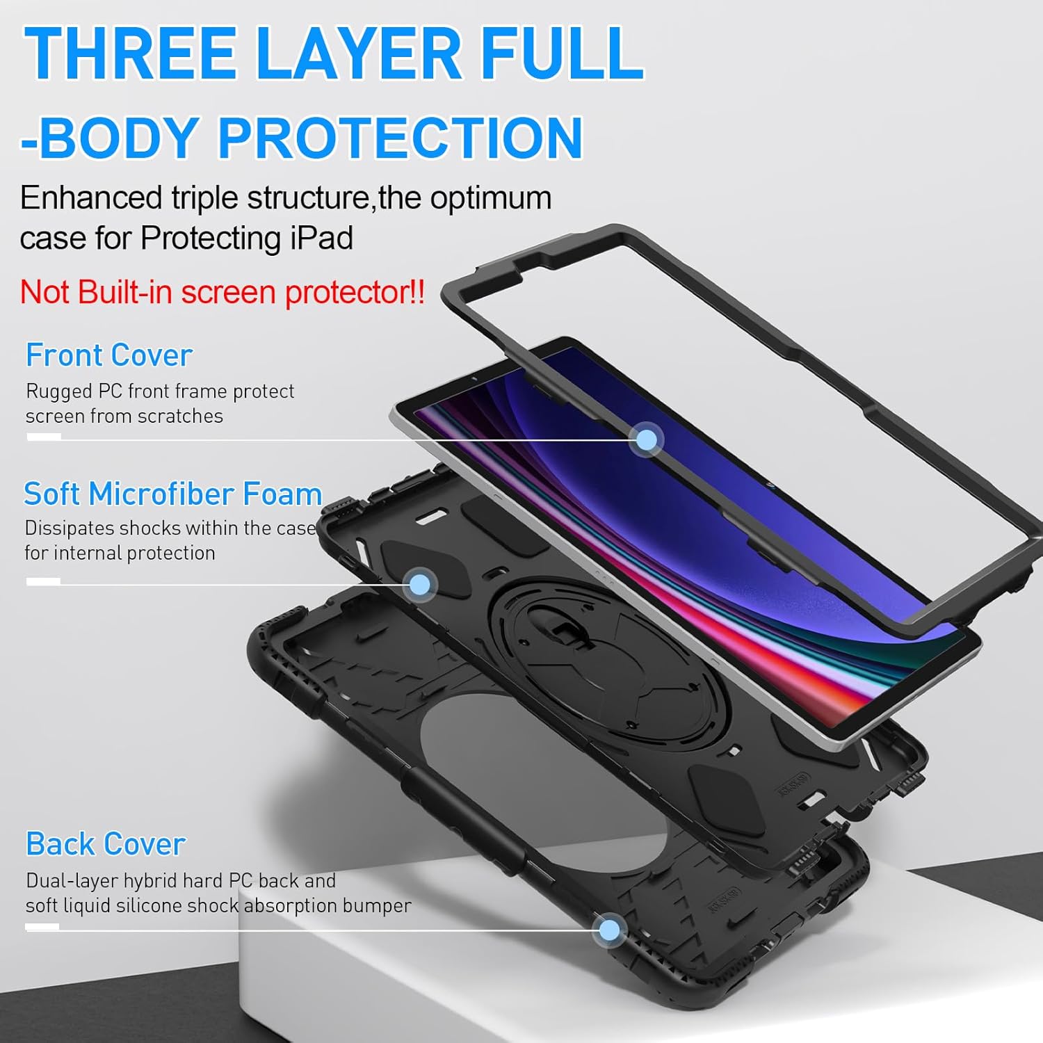 SUPFIVES Funda para Samsung Galaxy Tab S9 Plus de 12.4 pulgadas 2023 funda protectora militar mejorada a prueba de golpes para tableta S9 Plus 12.4