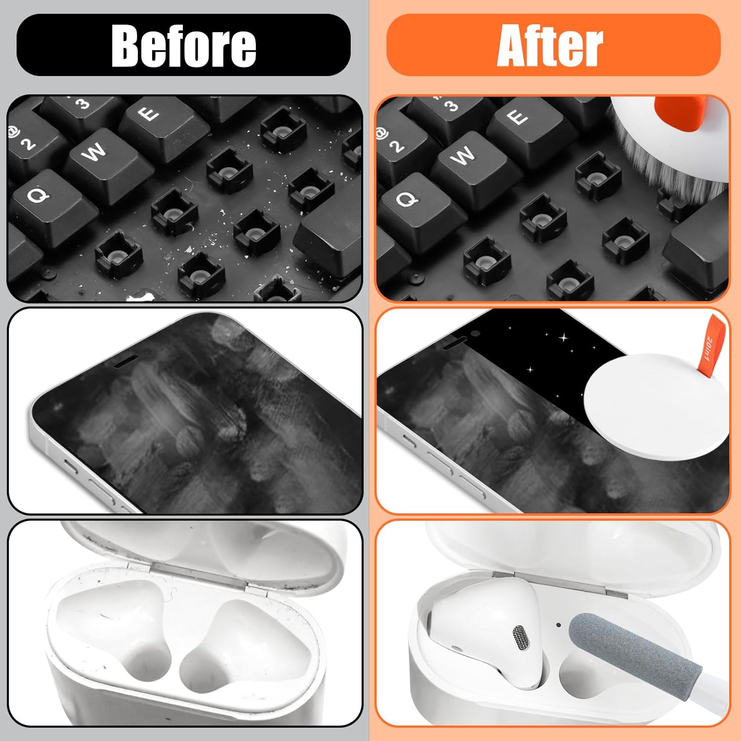 walrfid – Kit limpiador de pantalla para teléfono portátil, cepillo para teclado de computadora portátil, espray de limpieza para iPhone, AirPods,