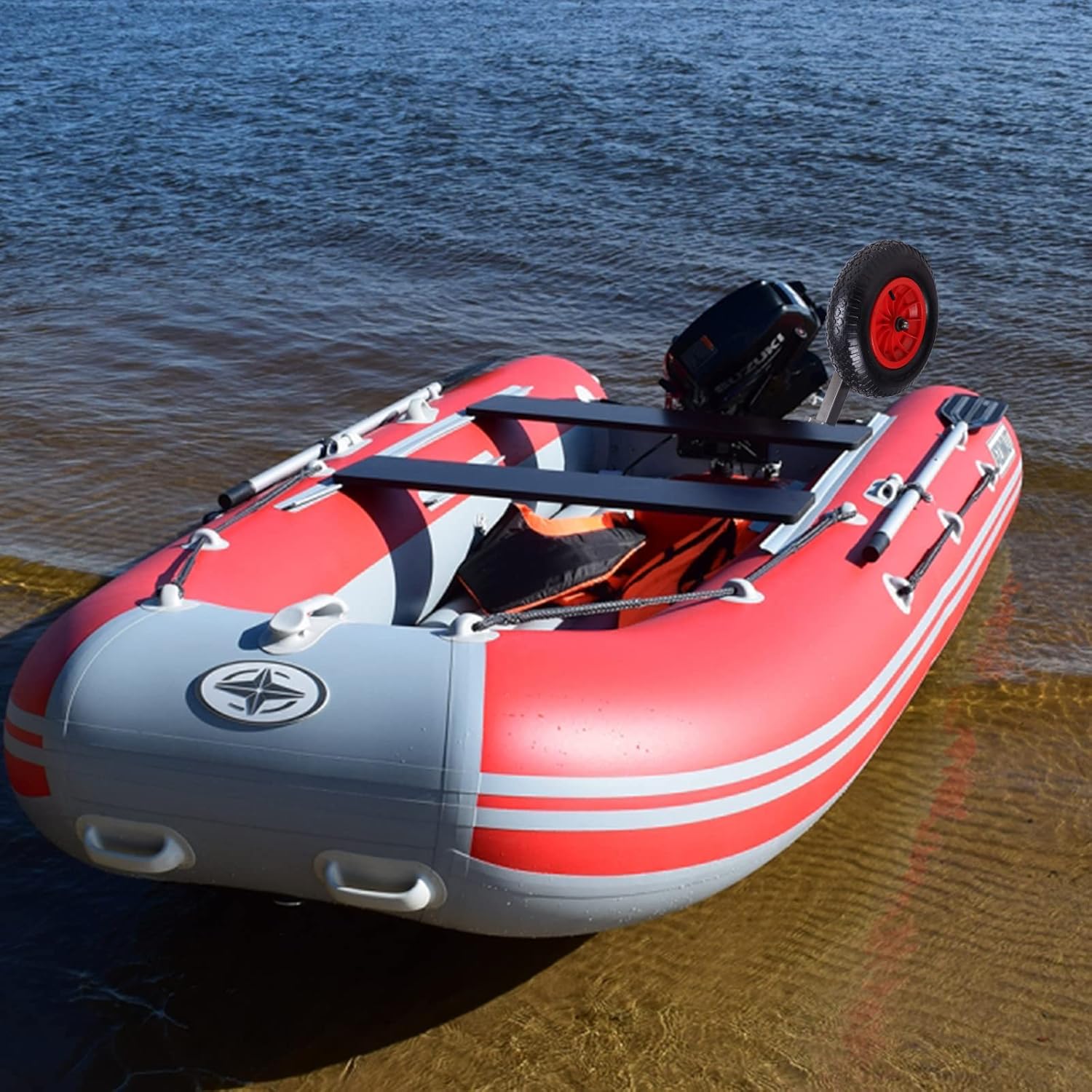 Ruedas de lanzamiento de barco de 600 libras, rueda de lanzamiento de popa de barco con ruedas de 15 pulgadas para barco inflable y barco de aluminio