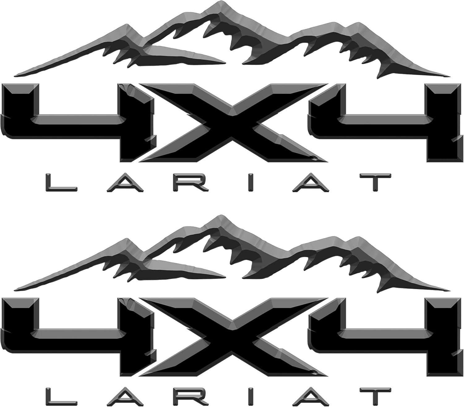 Calcomanía Lariat Mountain de 4 x 4 de color negro brillante para Ford Trucks 2009-2016, 2 calcomanías incluidas de vinilo de liberación de aire