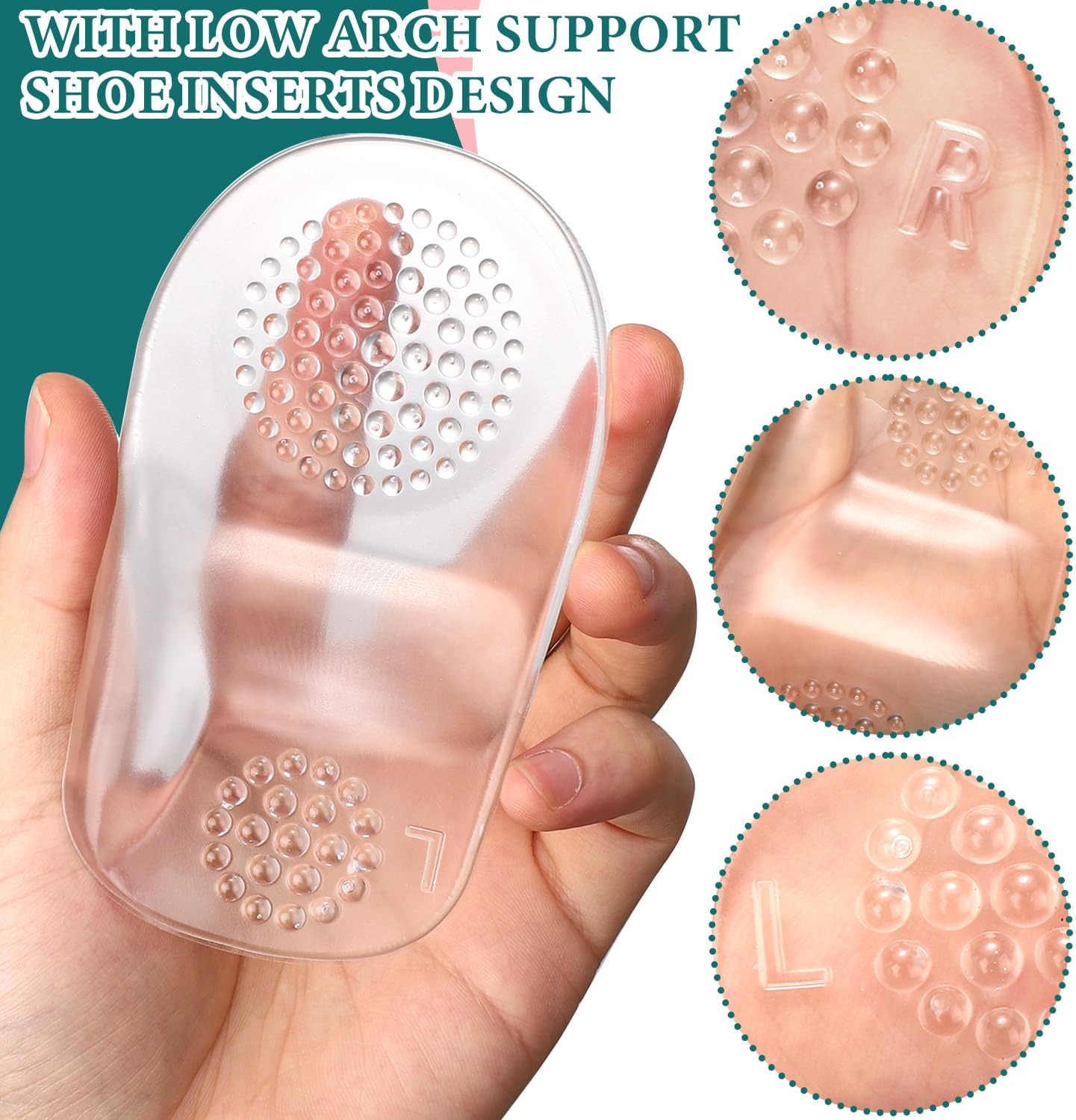 3 pares de almohadillas transparentes para el talón, plantillas de talón de copas para zapatos, cojines de talón de gel autoadhesivos suaves,