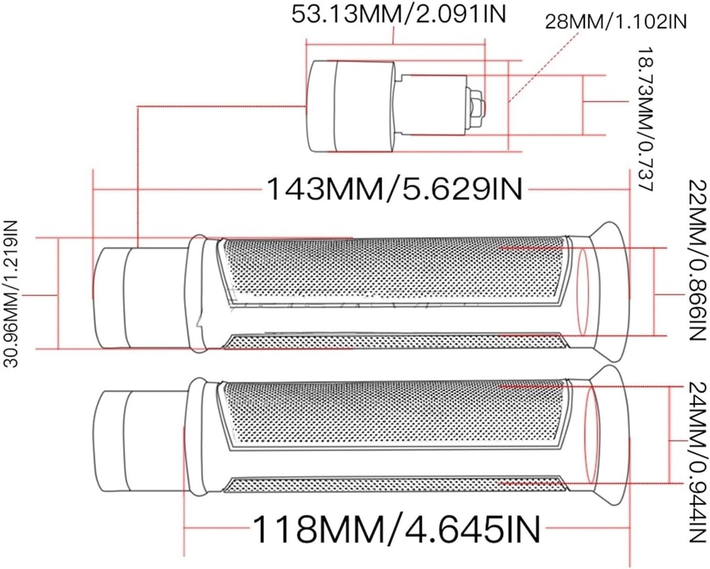 Manijas de manillar de goma de aluminio para motocicleta de 78 pulgadas con tapas de extremos de barra para Yamaha YZF-R15 YZF600 R1 R6 R6S USA