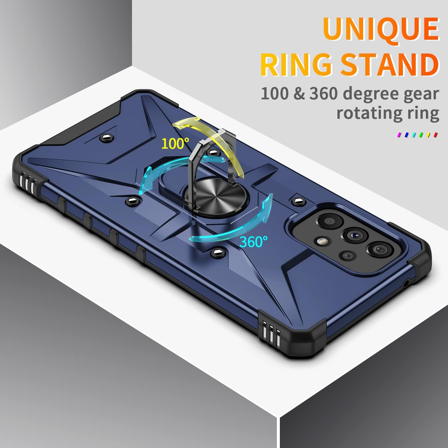 Funda para Galaxy A53 5G, Samsung A53 5G con protector de pantalla de vidrio templado, grado militar, doble a prueba de golpes, con función atril,